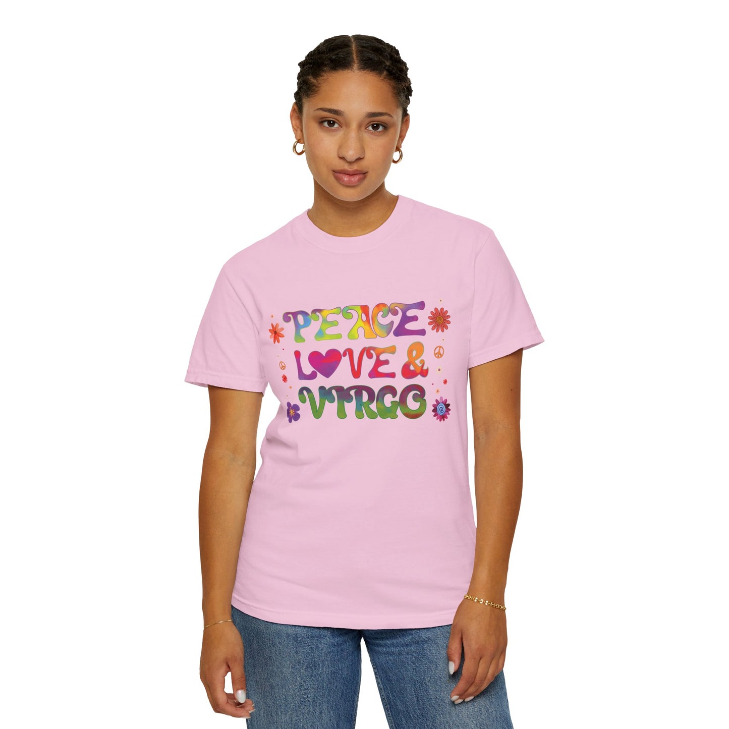 Peace Love & Virgo – Retro Hippie Zodiac Tee