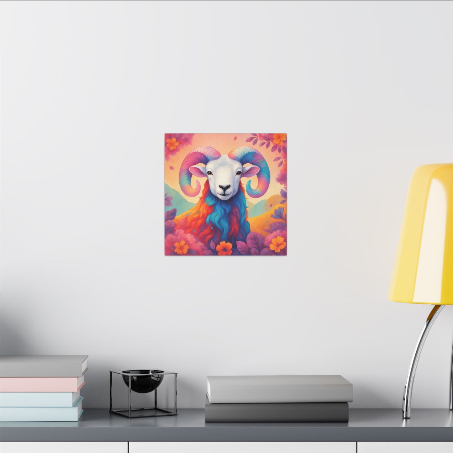 Rainbow Ram - Radiant Blossoms (Aries inspired) Wall Art