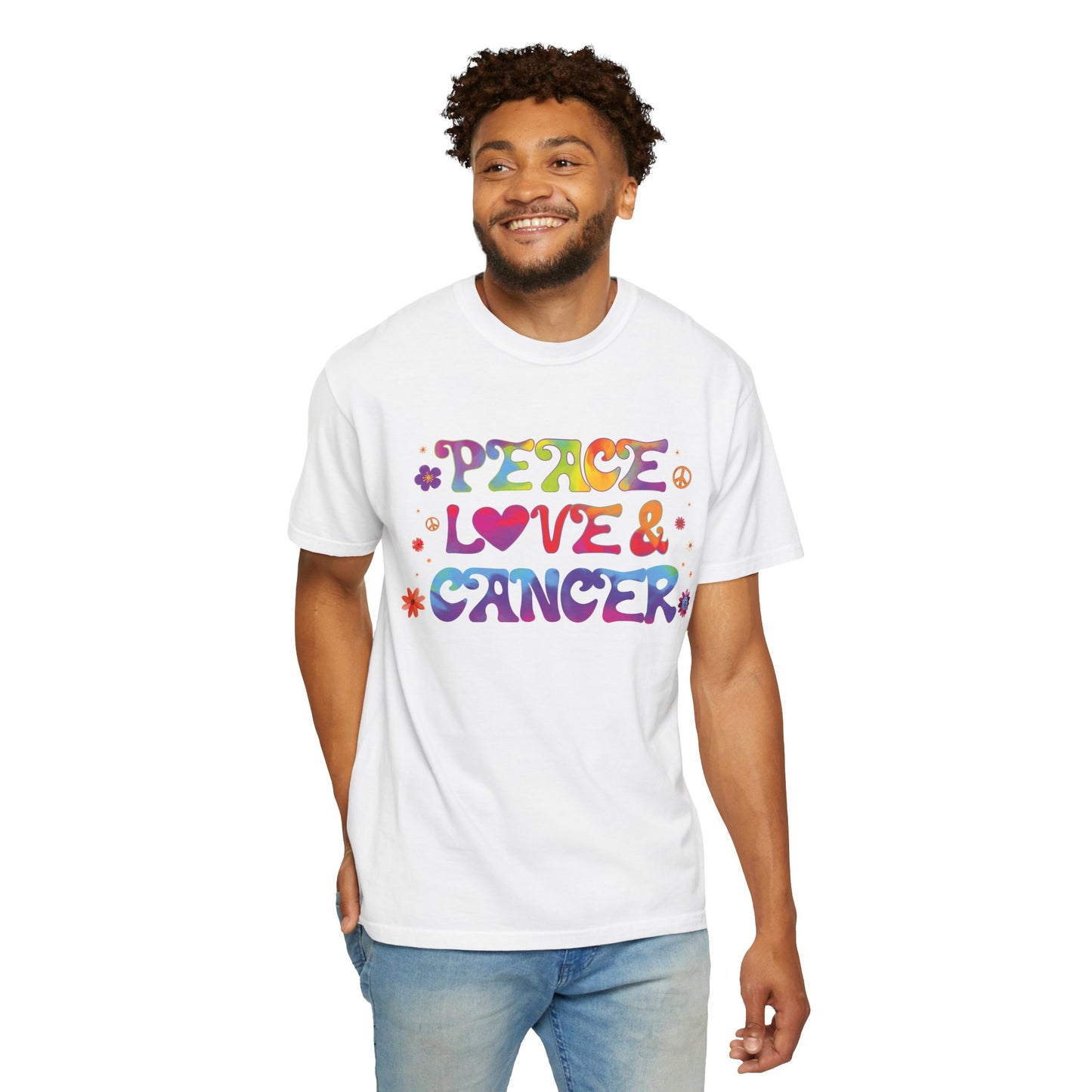 Peace Love & Cancer – Groovy Zodiac Retro Tee