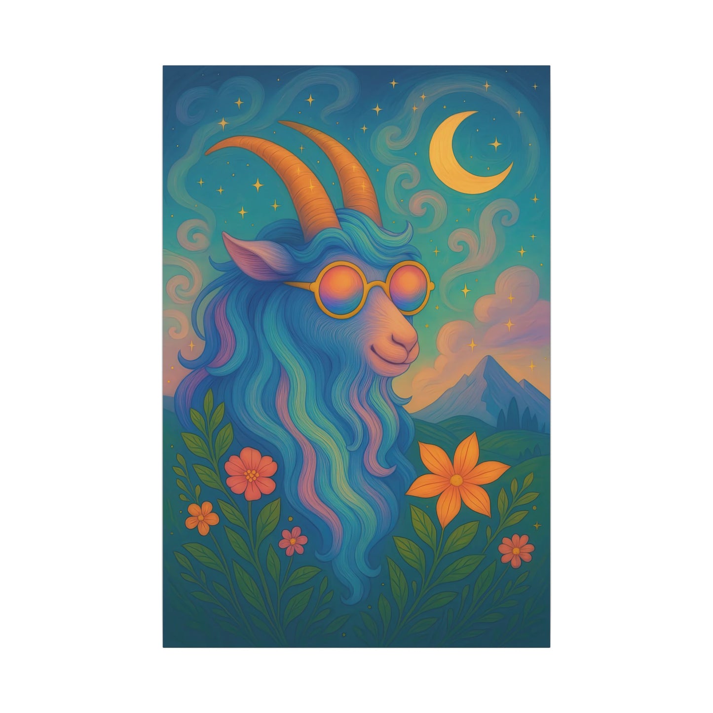 Capricorn Dreams – Radiant Retro Goat Wall Art