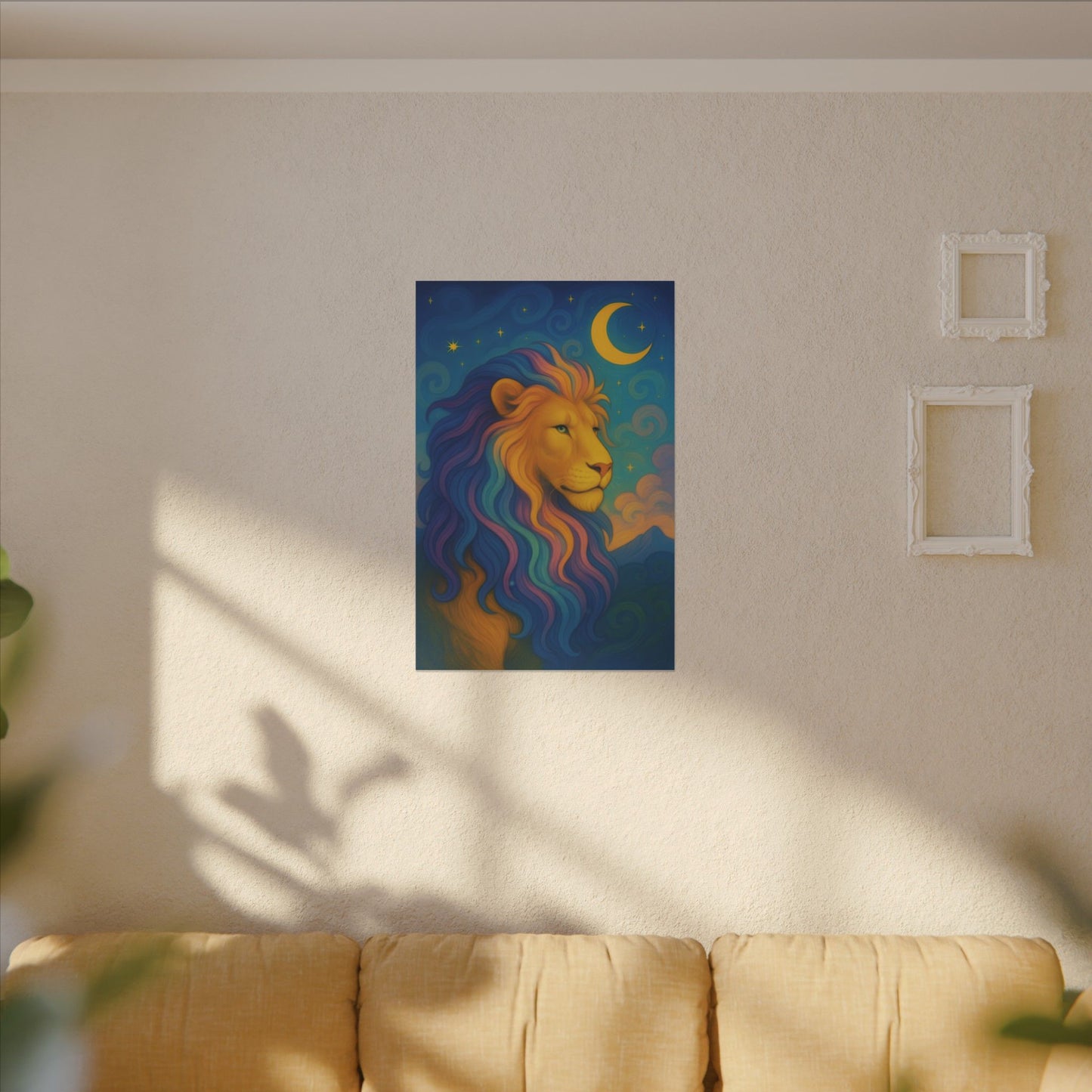 Moonlit Majesty – Luminous Lion Wall Art (Leo Inspired)