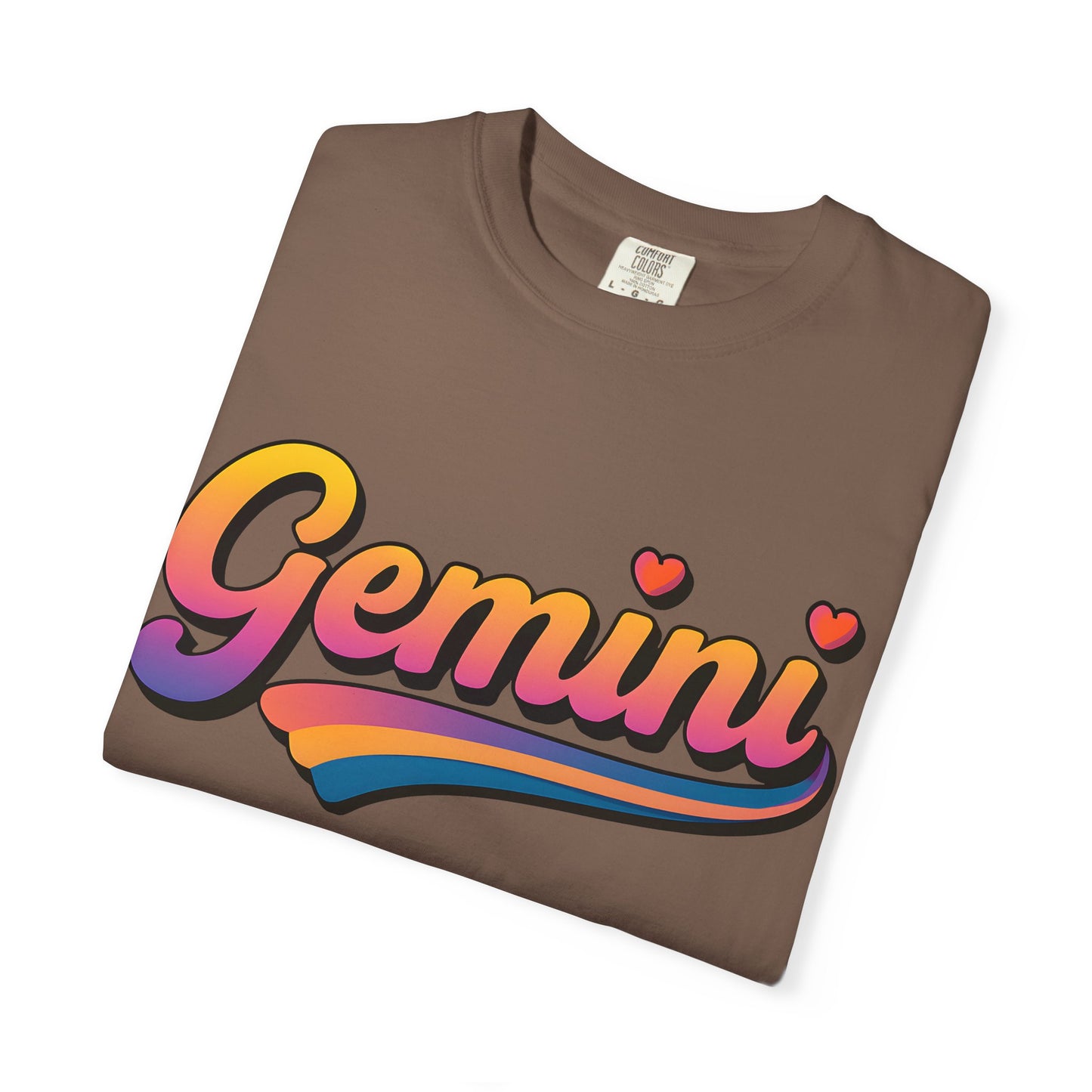 Gemini Retro Rainbow Heart Astrology Tee