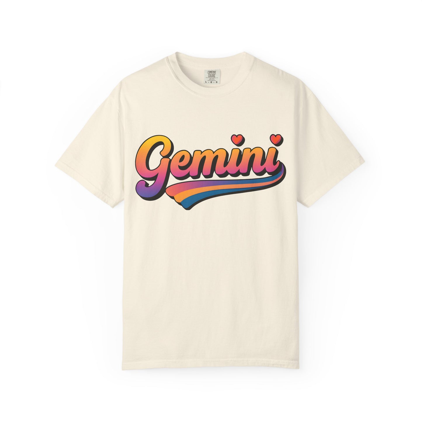 Gemini Retro Rainbow Heart Astrology Tee