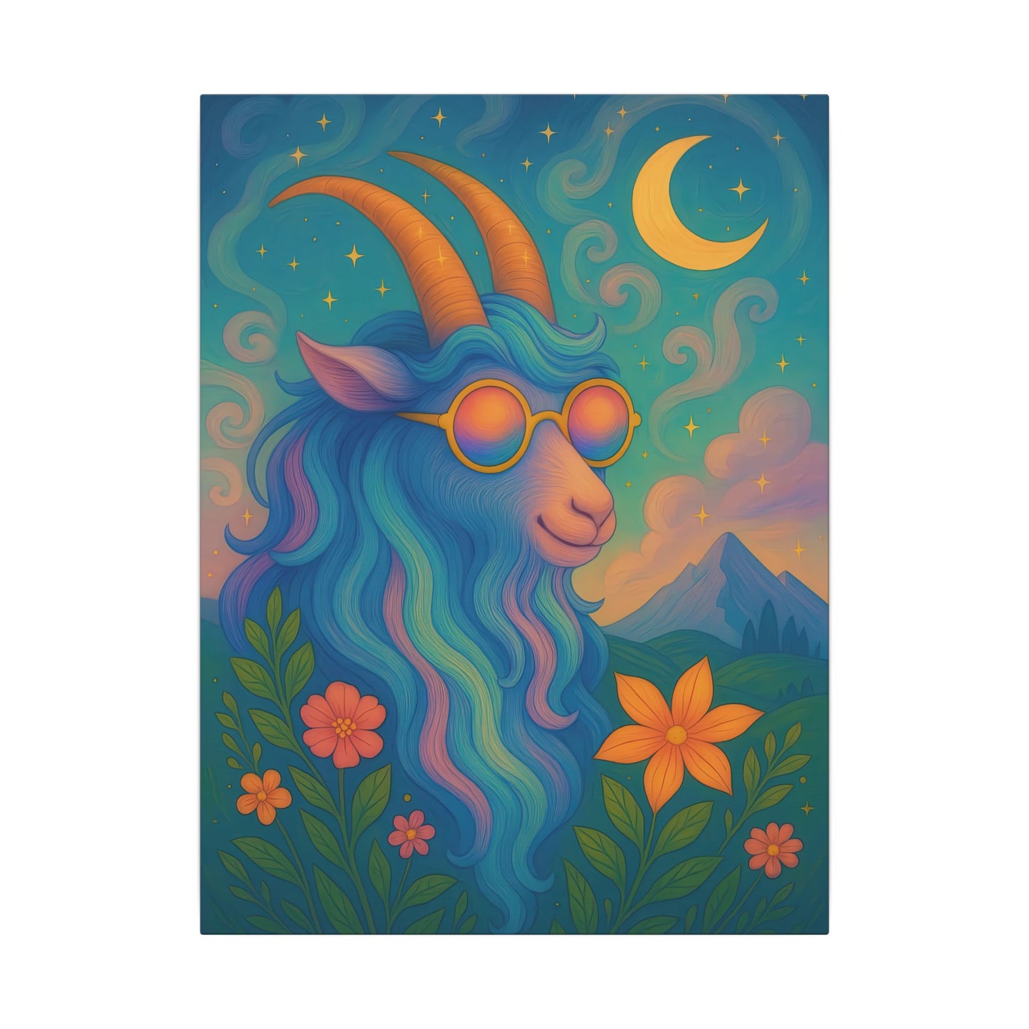 Capricorn Dreams – Radiant Retro Goat Wall Art