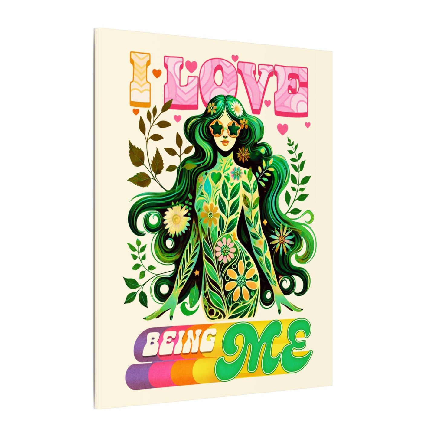 Mystical Retro Goddess Canvas Wall Art – Psychedelic Self-Love Botanical Design