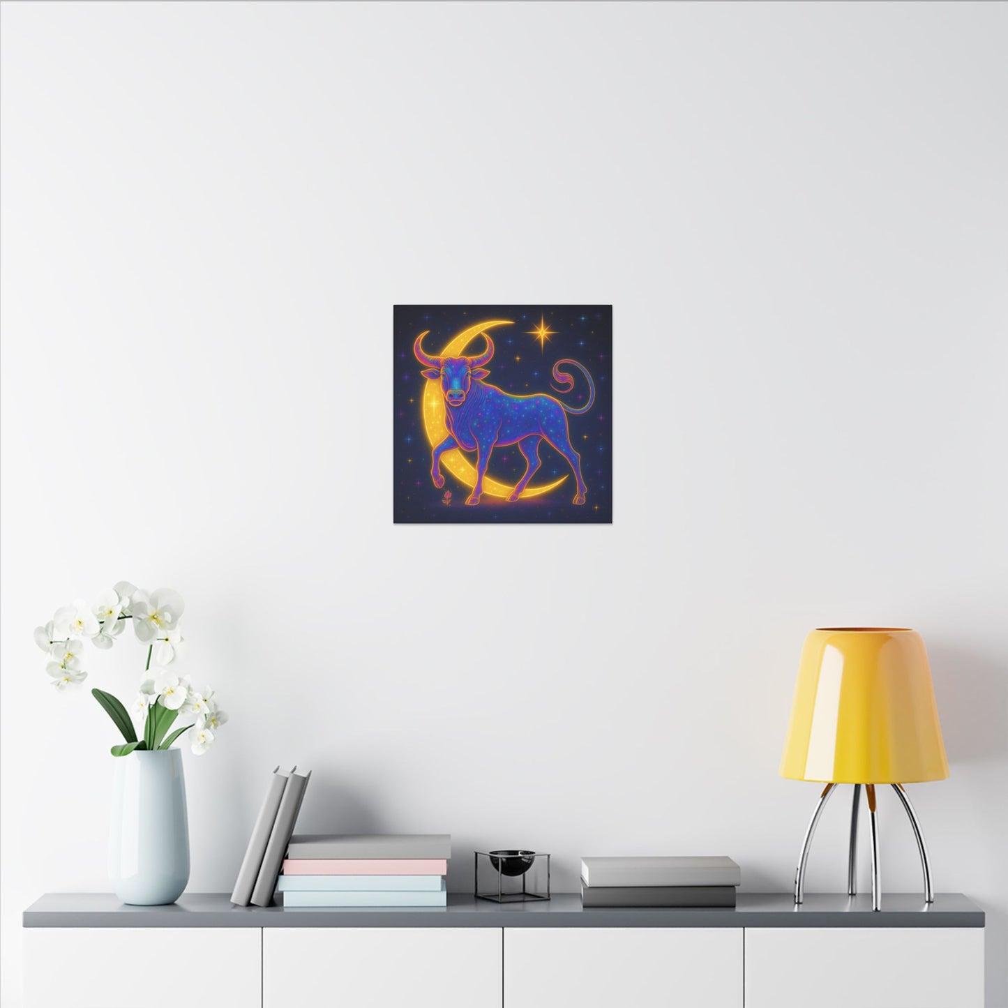 Radiant Rainbow Bull – Celestial Wall Art (Taurus Inspired)