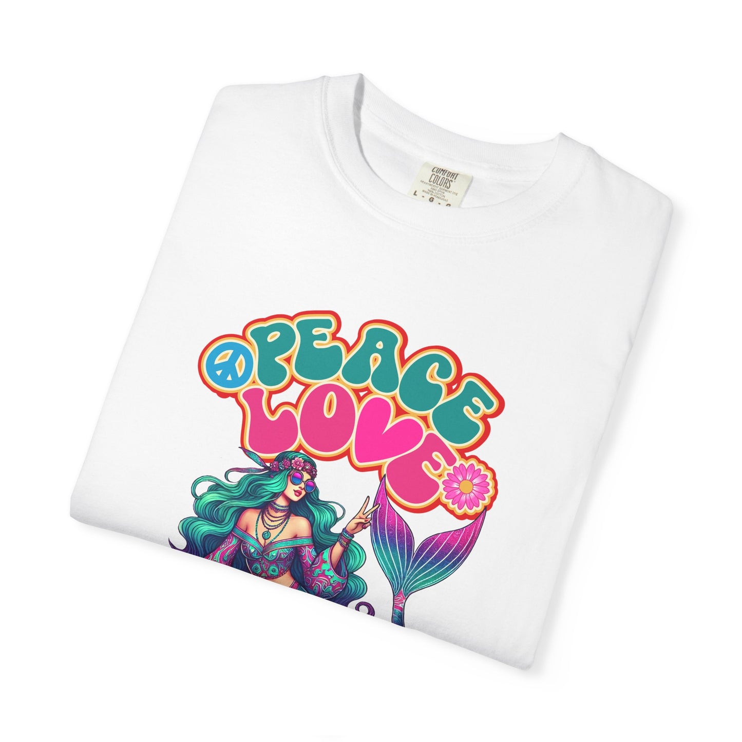 Peace Love & Pisces – Groovy Mermaid Retro Zodiac Tee