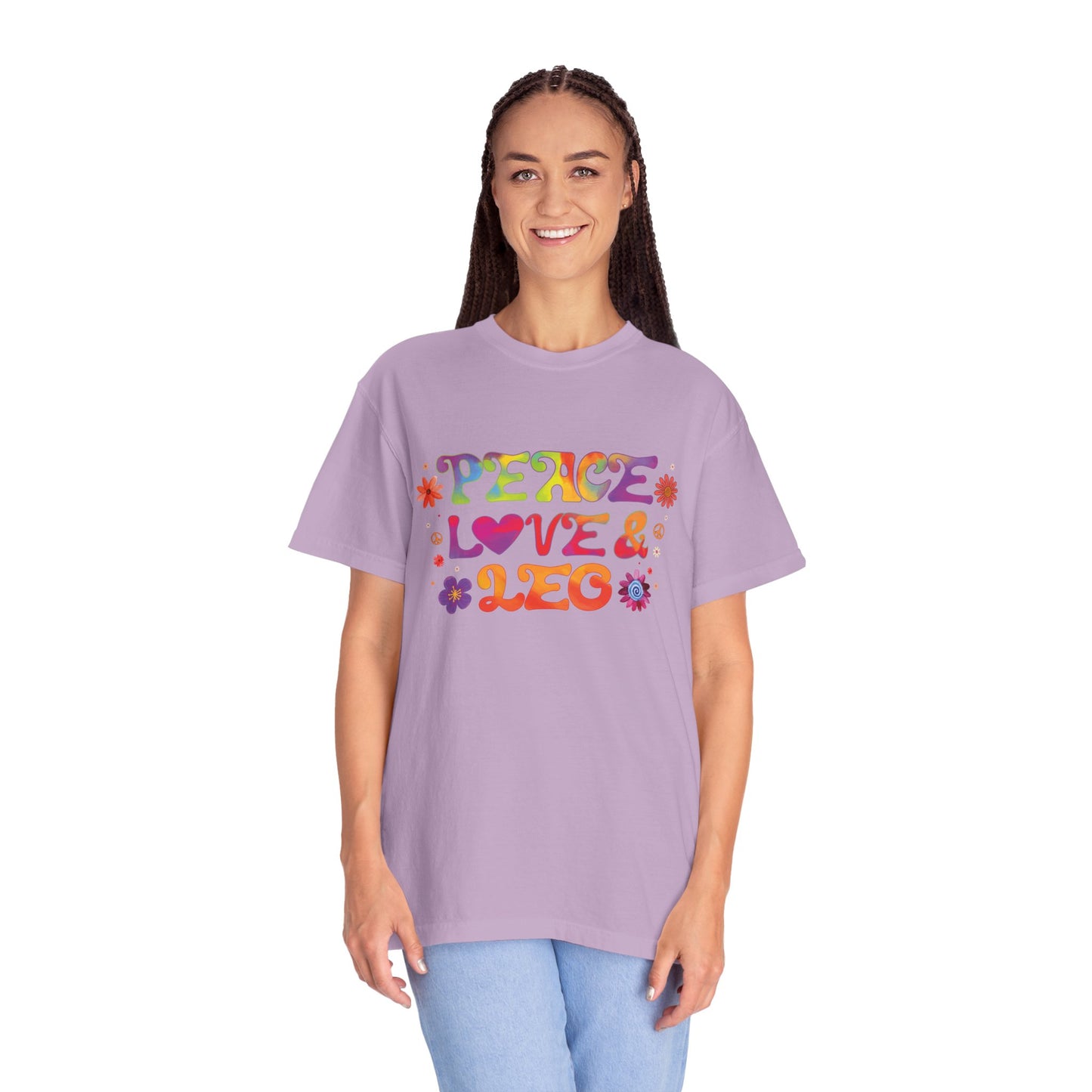 Peace Love & Leo - Retro Groovy Astrology Tee