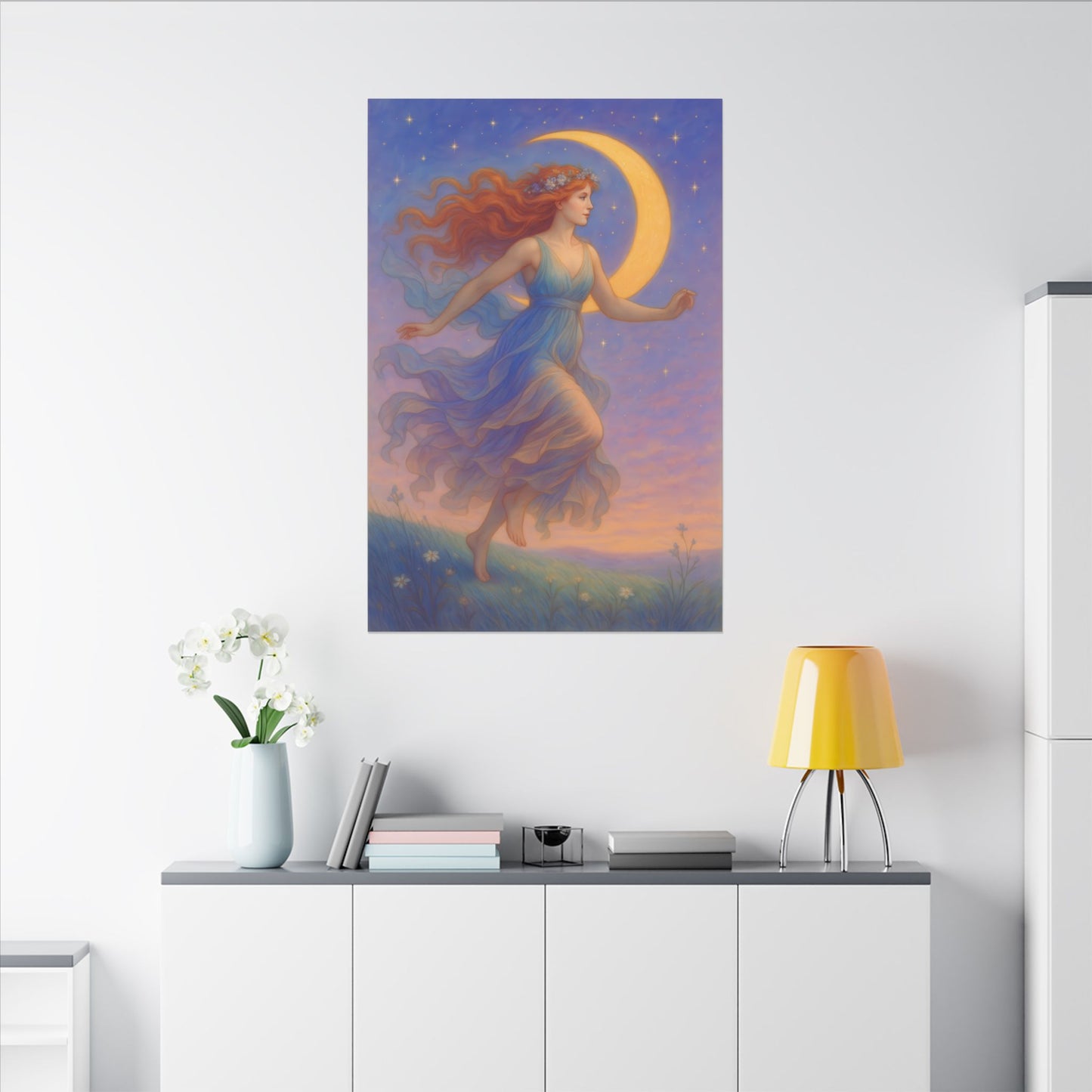 Free Spirit of the Moon – Celestial Goddess Wall Art (Art Nouveau inspired)