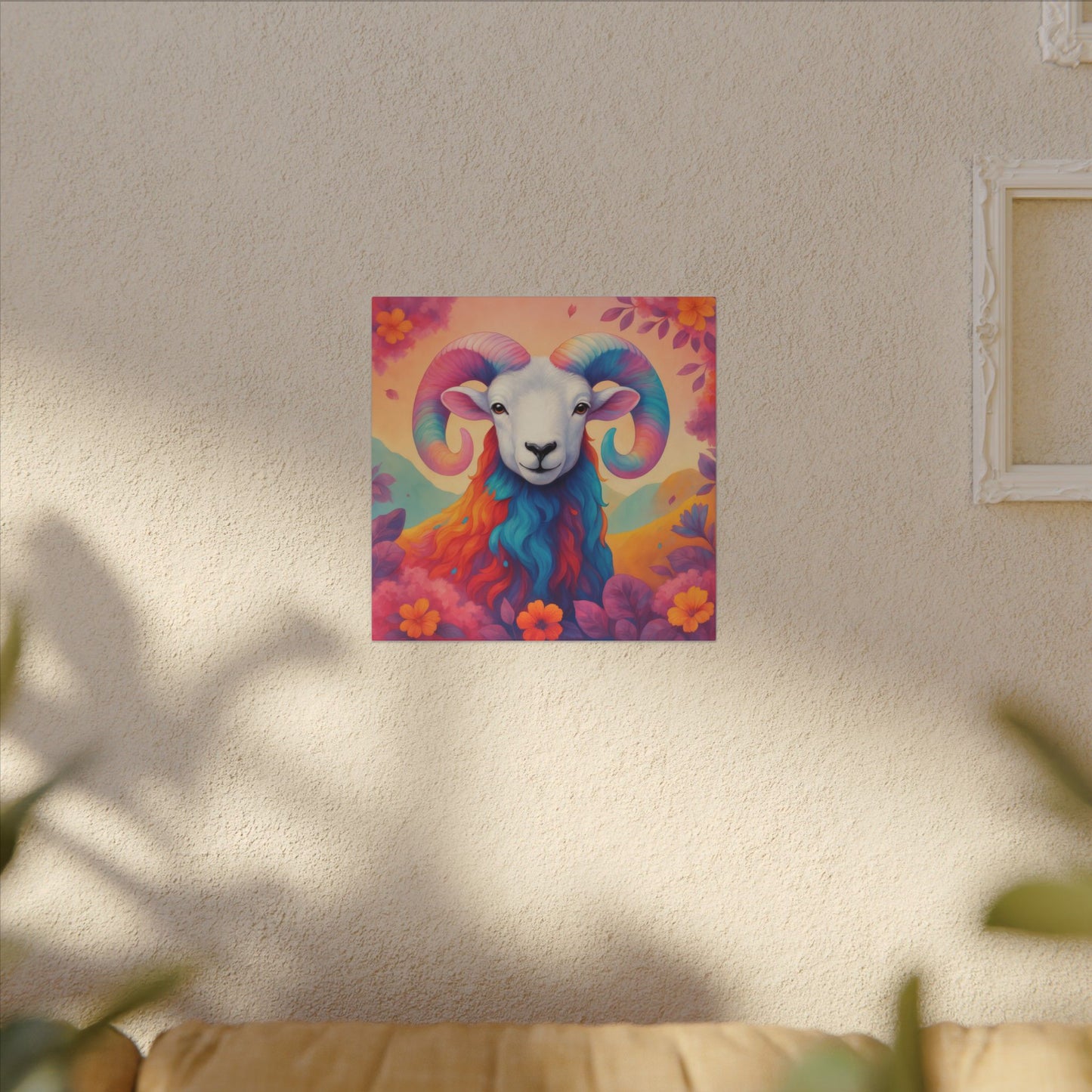 Rainbow Ram - Radiant Blossoms (Aries inspired) Wall Art