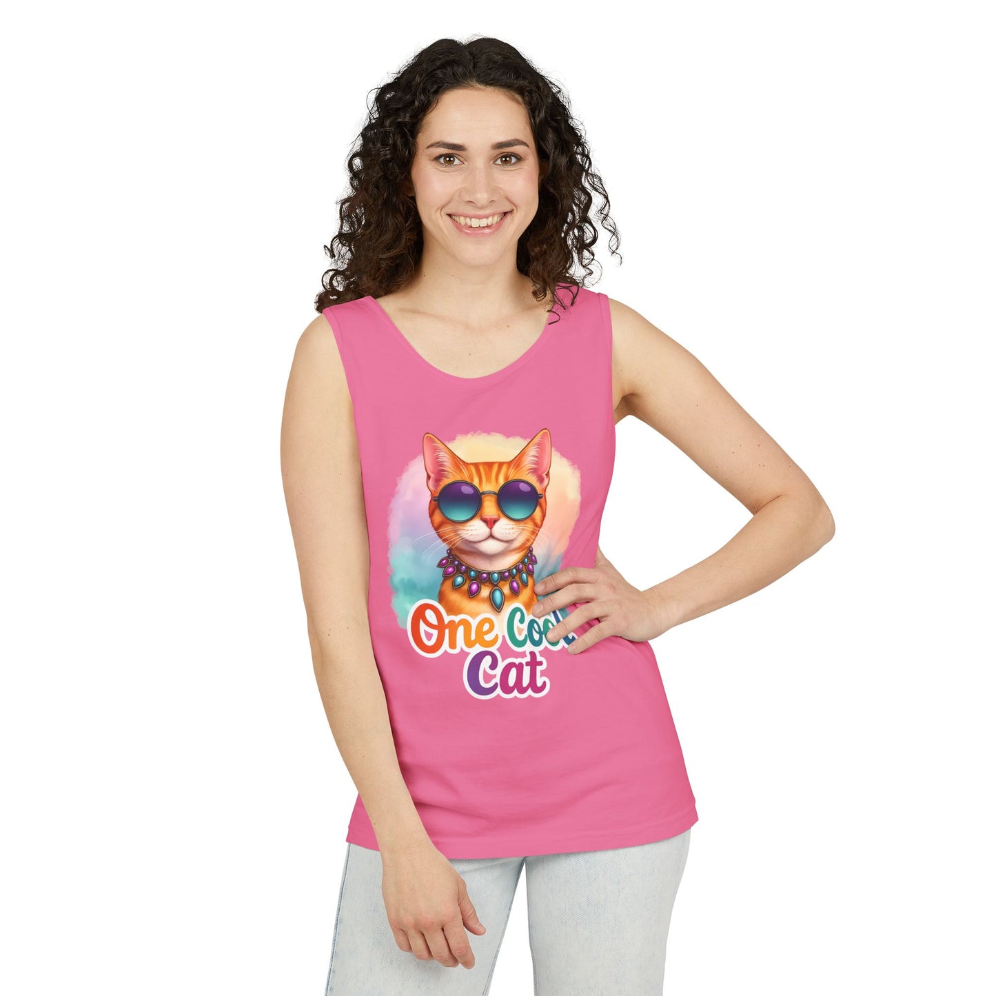 One Cool Cat – Colorful Retro Sassy Cat Tank (Unisex)