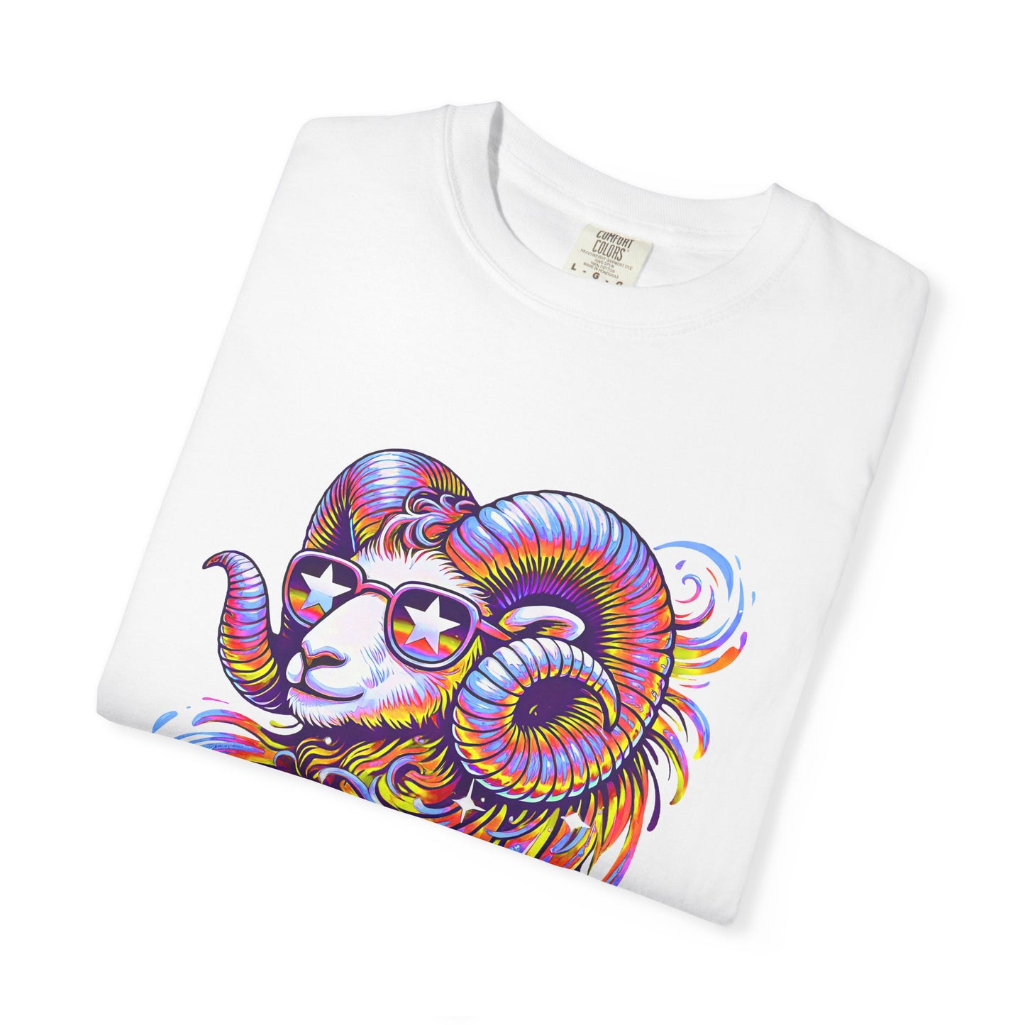 Psychedelic Aries Ram Tee – Retro Multicolor Zodiac Shirt