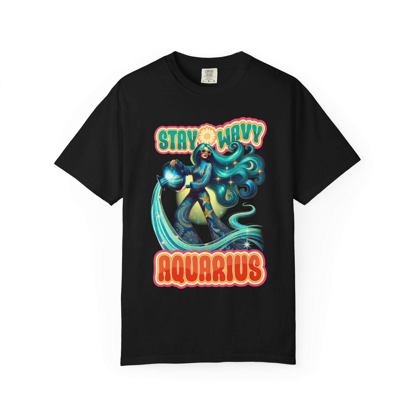 Stay Wavy Aquarius – Retro Water Bearer Zodiac Tee