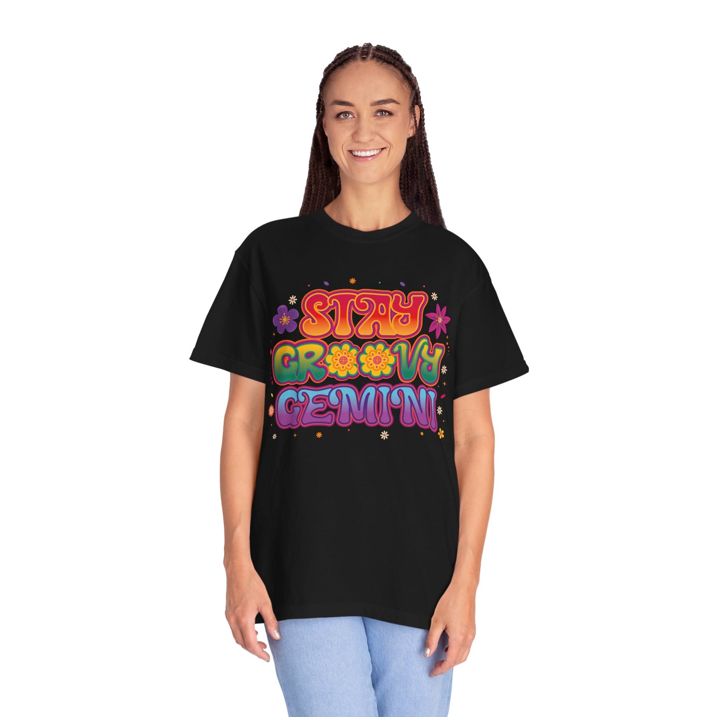 Stay Groovy Gemini – Flower Power Retro Zodiac Tee