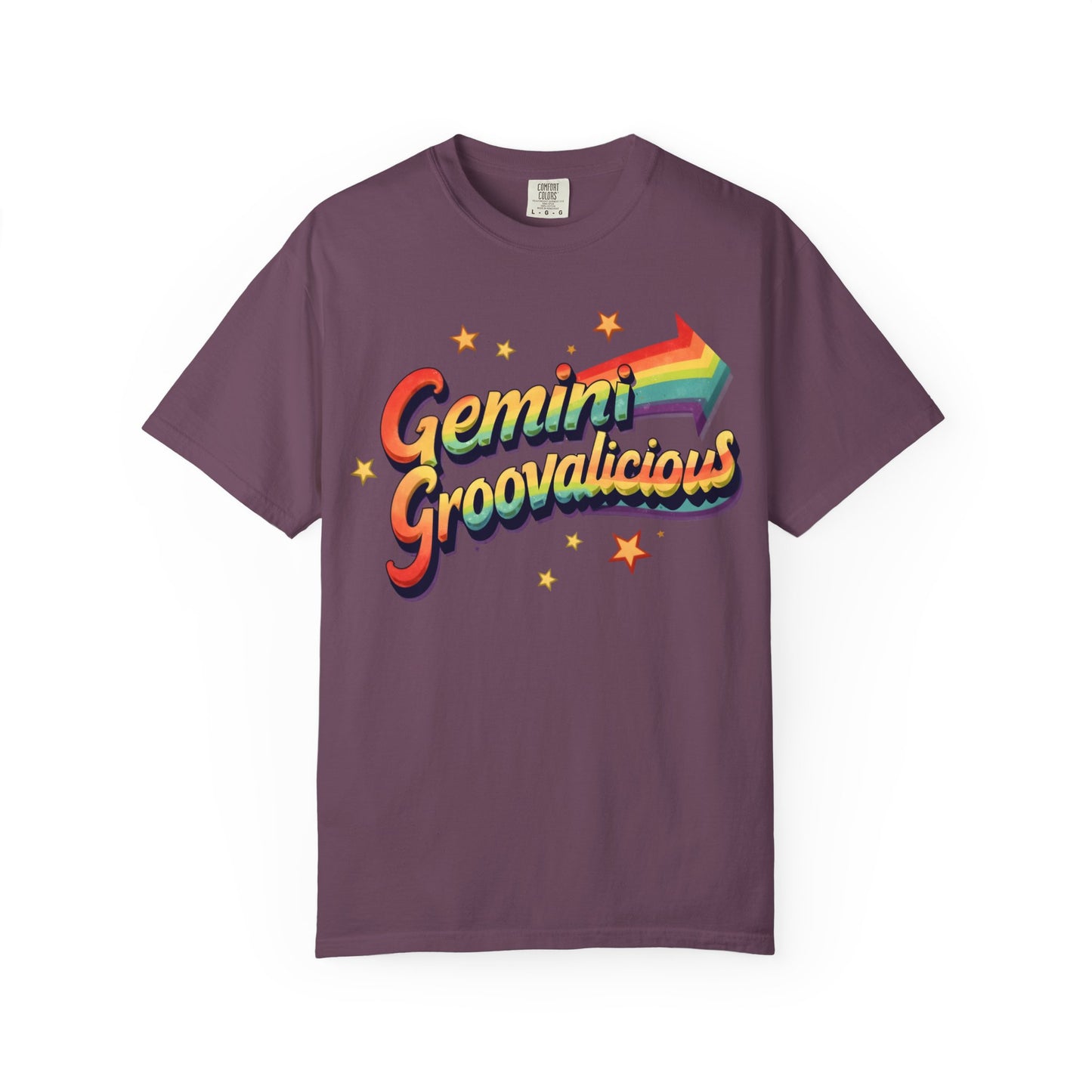 Gemini Groovalicious - Retro Rainbow Arrow Zodiac Tee