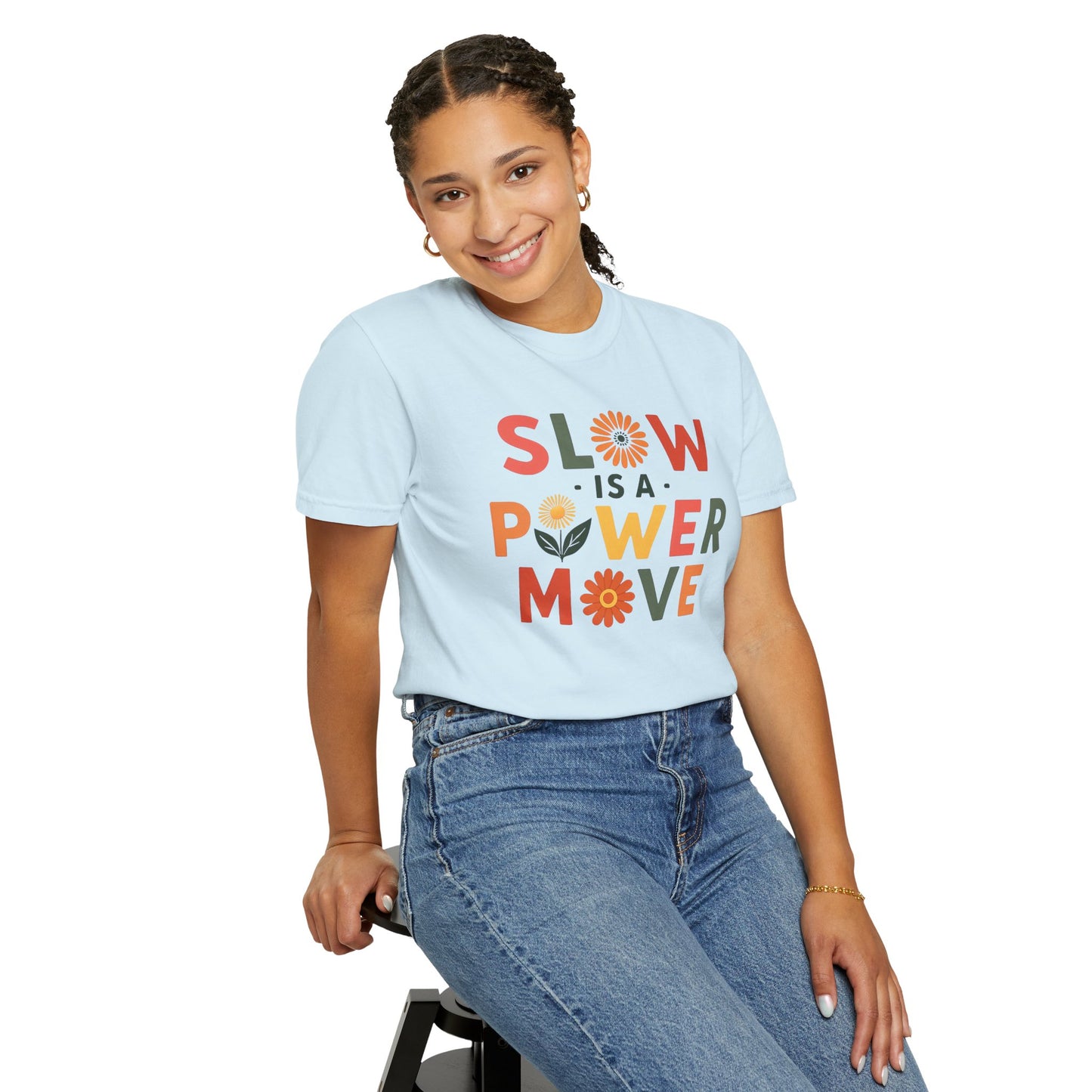 Slow is a Power Move Taurus T-Shirt | Relaxed Fit Garment-Dyed Tee | Eco-Friendly Zodiac Shirt | Astrology Gift for Earth Signs | Mindful Taurus Apparel