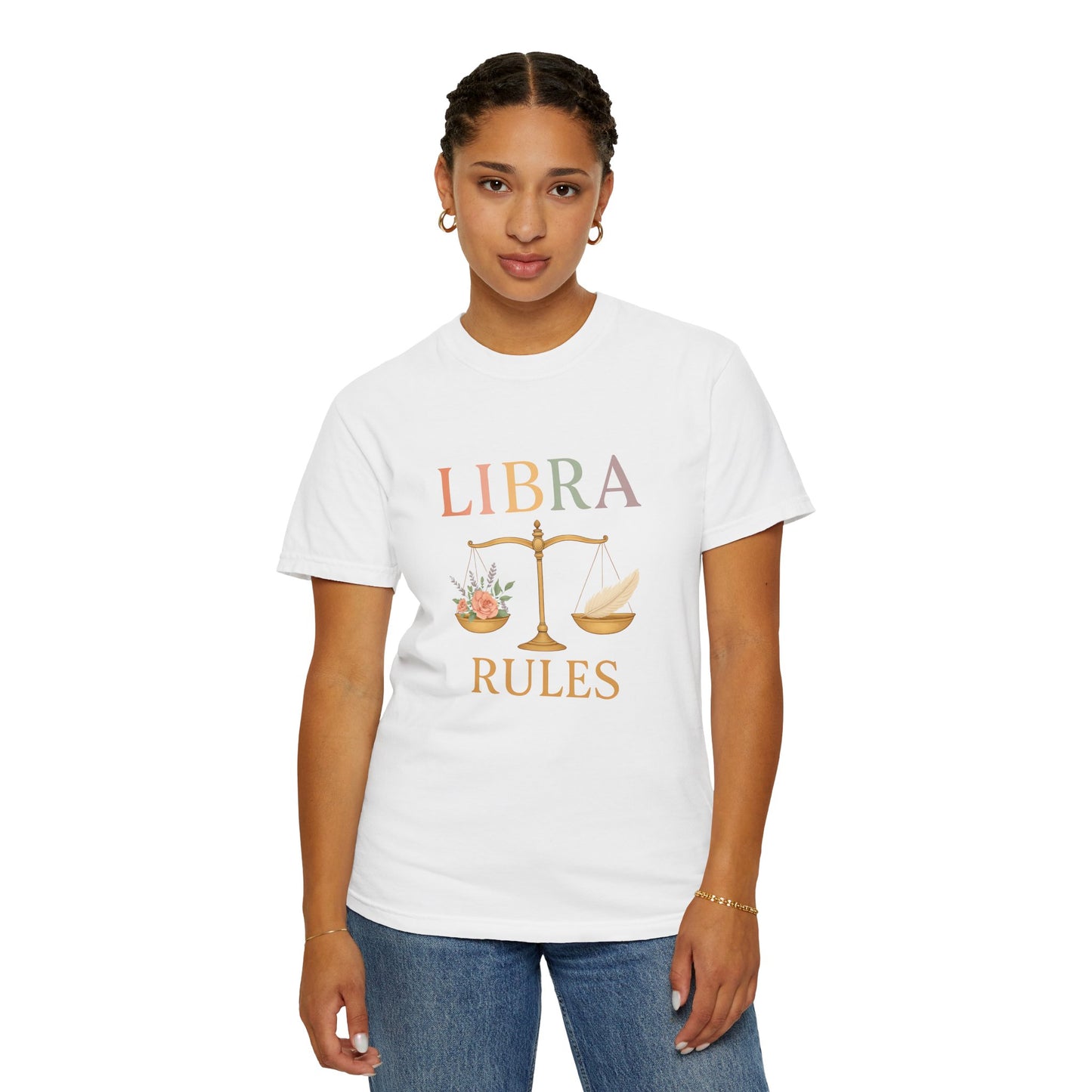 Libra Rules – Elegant Floral Zodiac Balance Tee