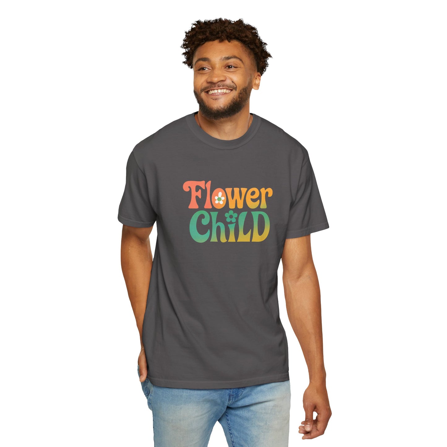 Flower Child Retro Colorful Tee – Groovy 70s Comfort Colors Shirt