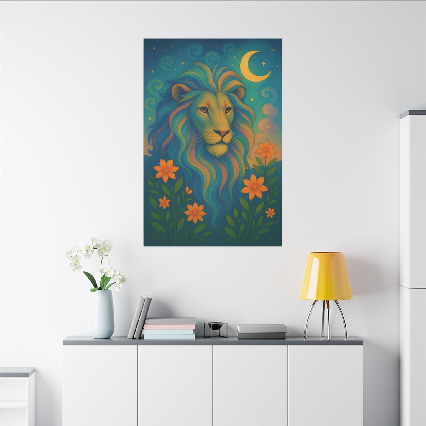 Starlit Lion – Regal Radiance Wall Art (Leo Inspired)