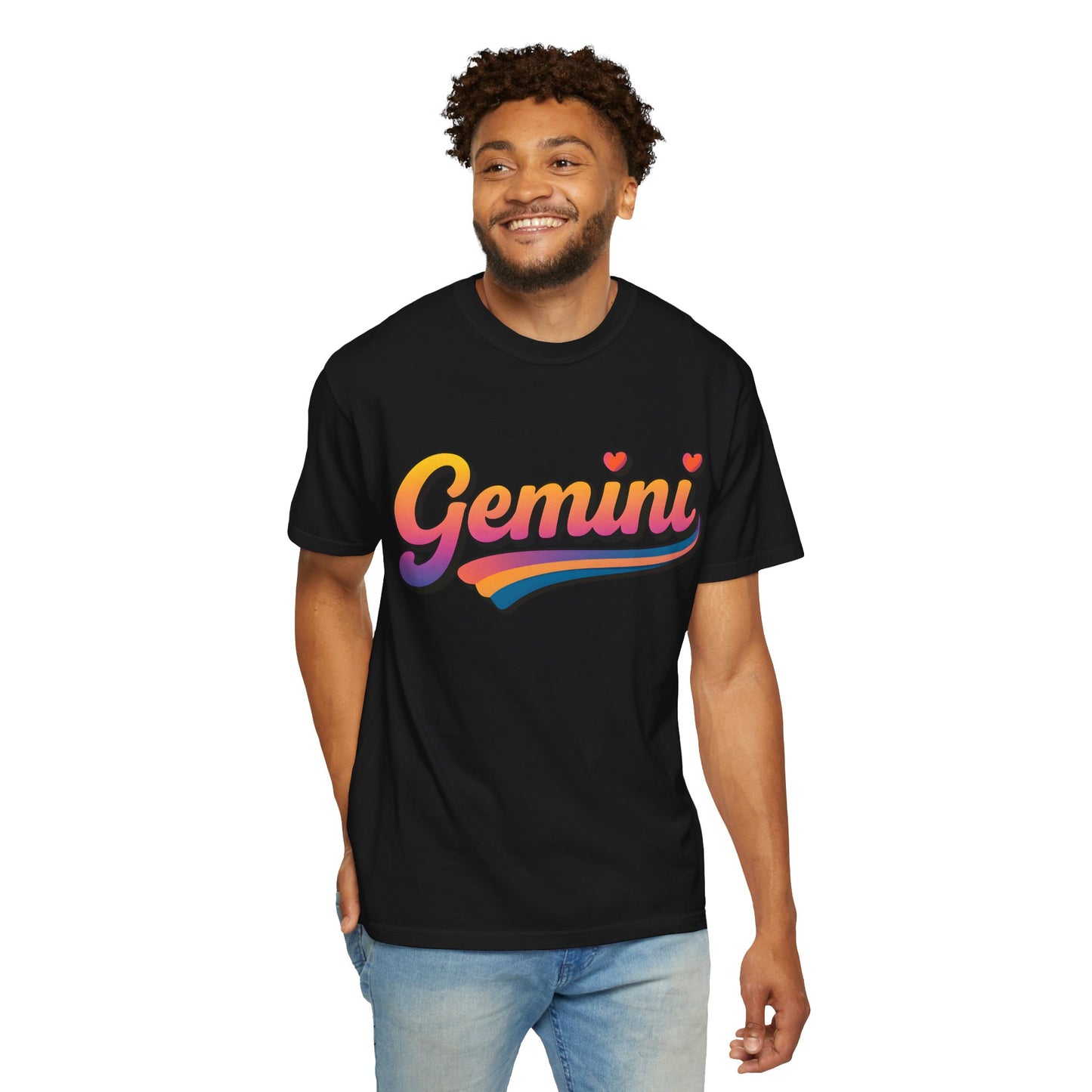 Gemini Retro Rainbow Heart Astrology Tee