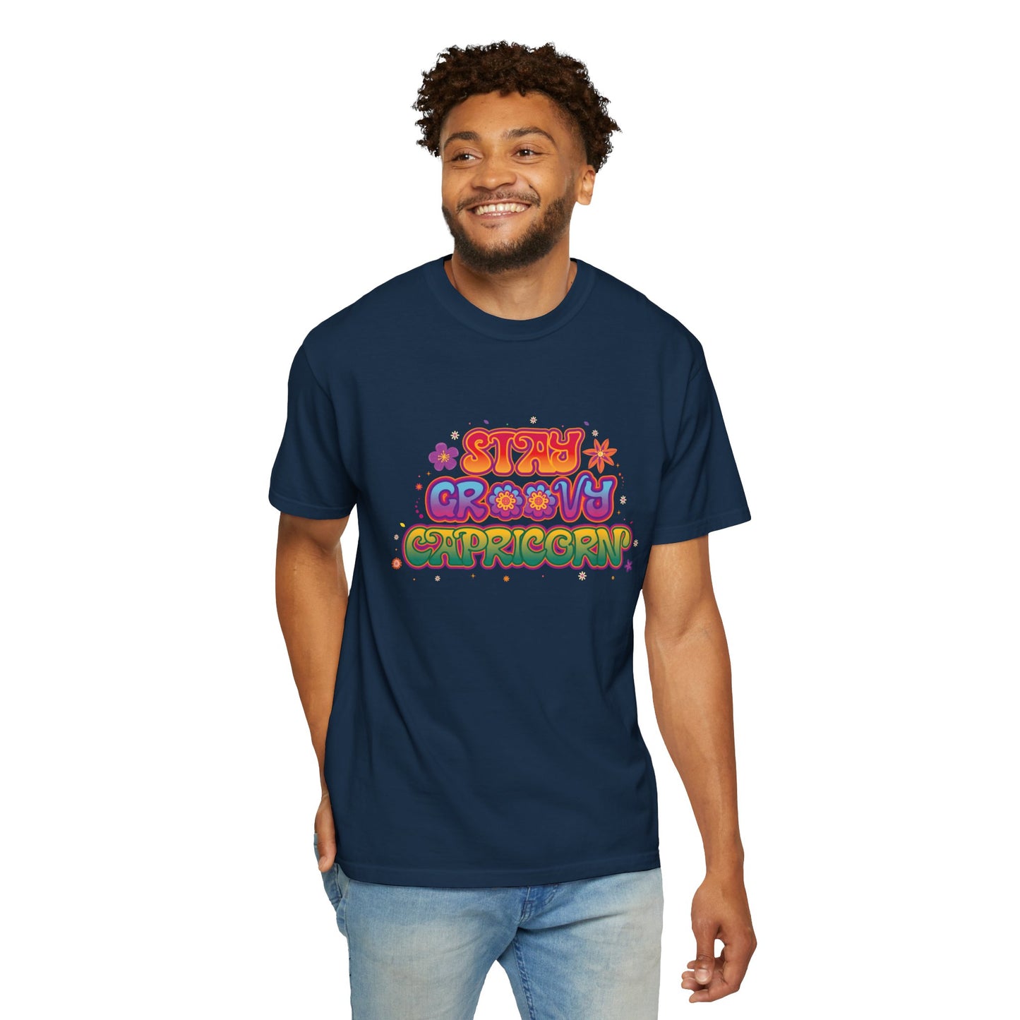 Stay Groovy Capricorn β Retro Flower Power Zodiac Tee