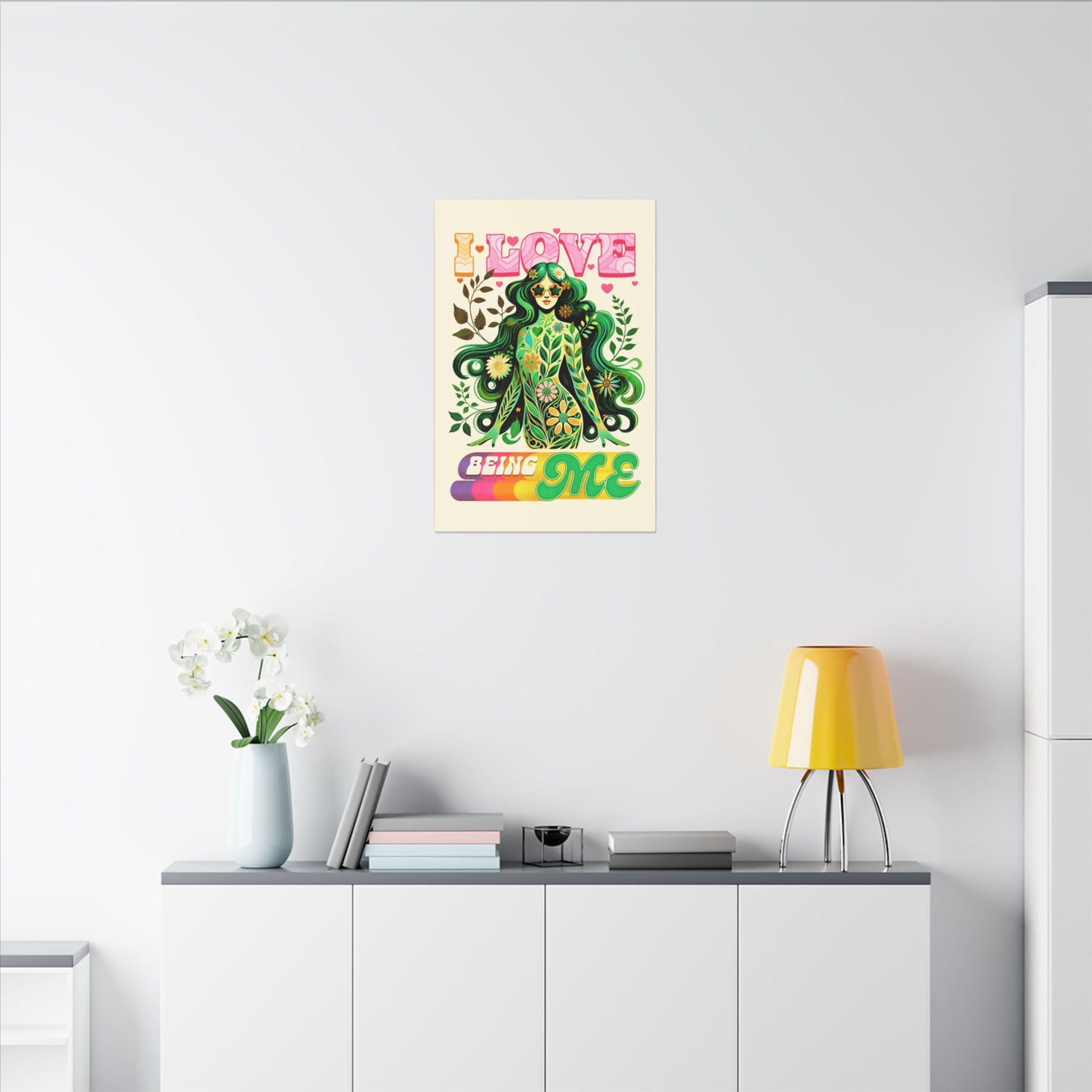 Mystical Retro Goddess Canvas Wall Art – Psychedelic Self-Love Botanical Design