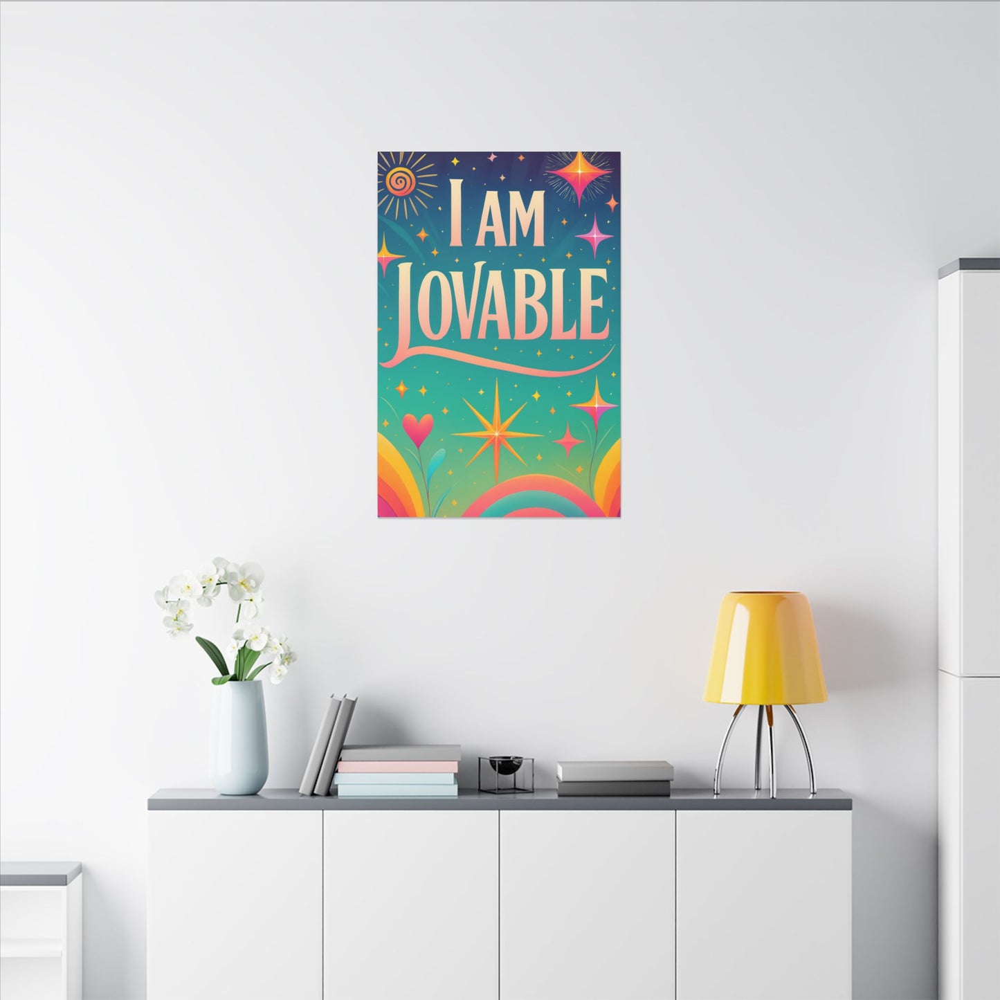 I AM LOVABLE - Colorful Affirmation Wall Art