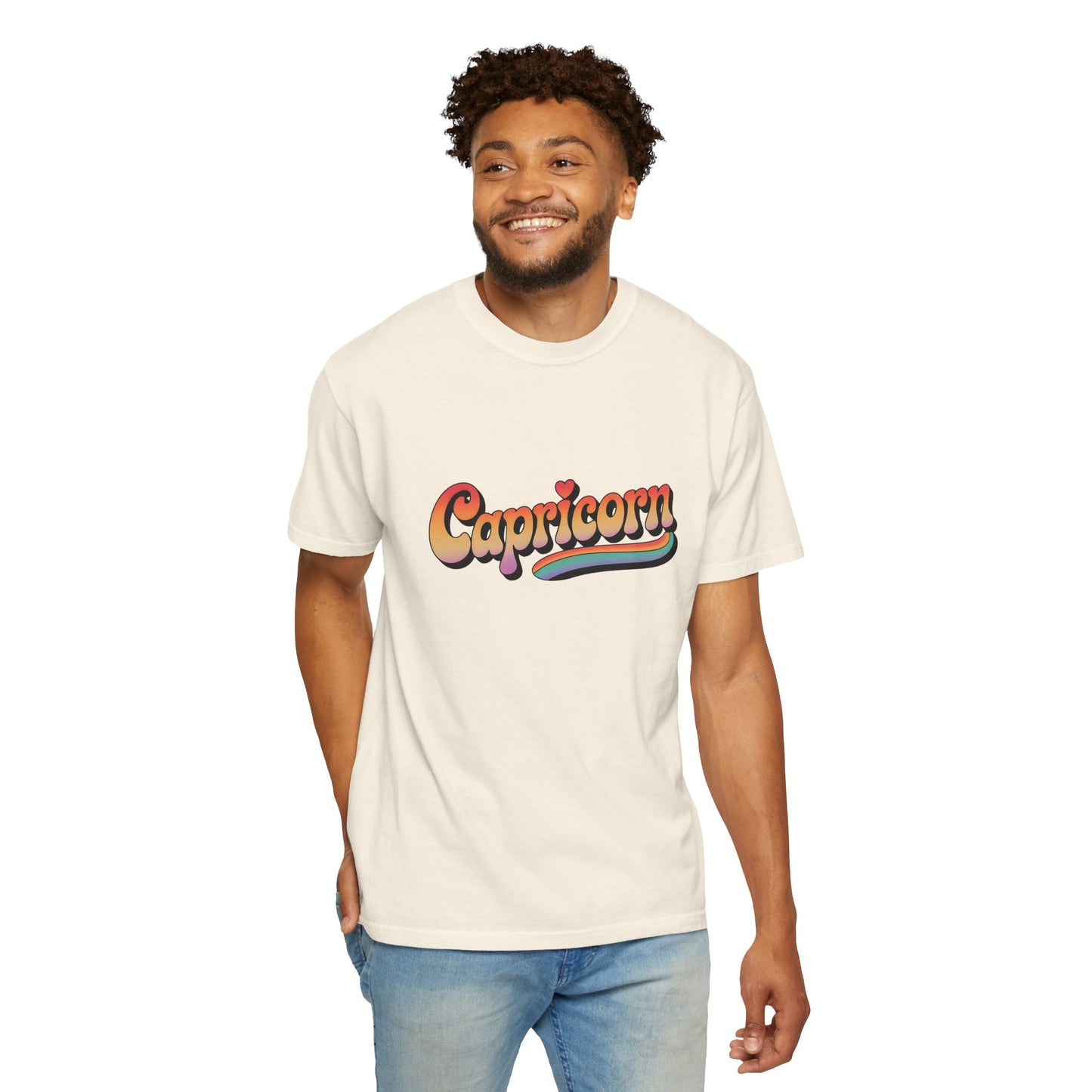 Capricorn – Retro Rainbow Groovy Zodiac Tee