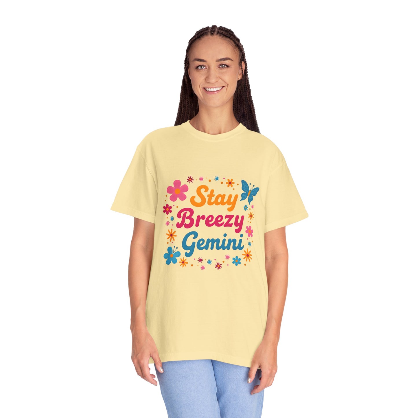 Stay Breezy Gemini Tee β Groovy Flower Power Zodiac Shirt