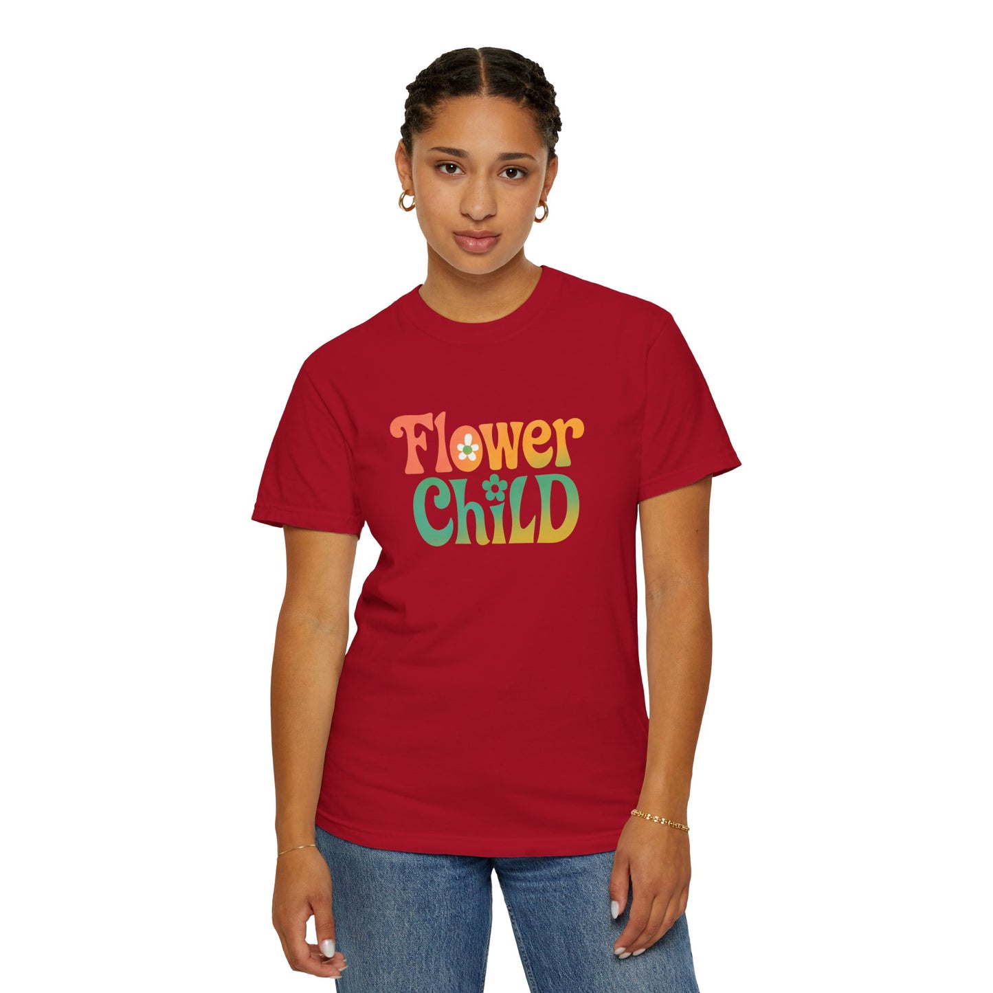 Flower Child Retro Colorful Tee – Groovy 70s Comfort Colors Shirt