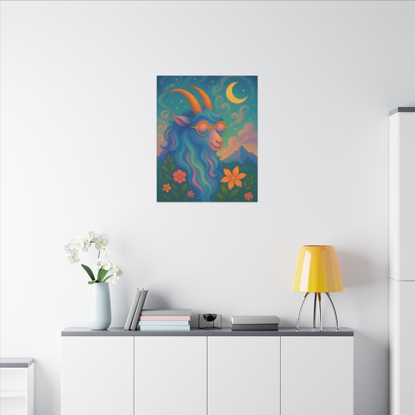 Capricorn Dreams – Radiant Retro Goat Wall Art