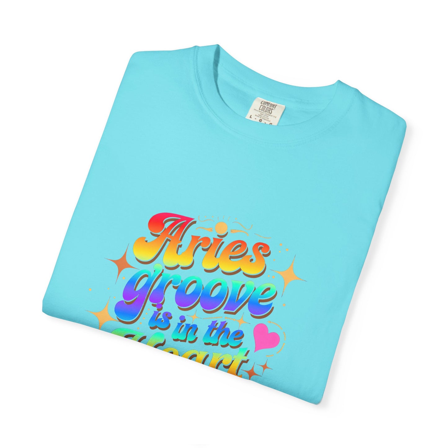Aries Groove Is in the Heart – Rainbow Retro Zodiac Tee