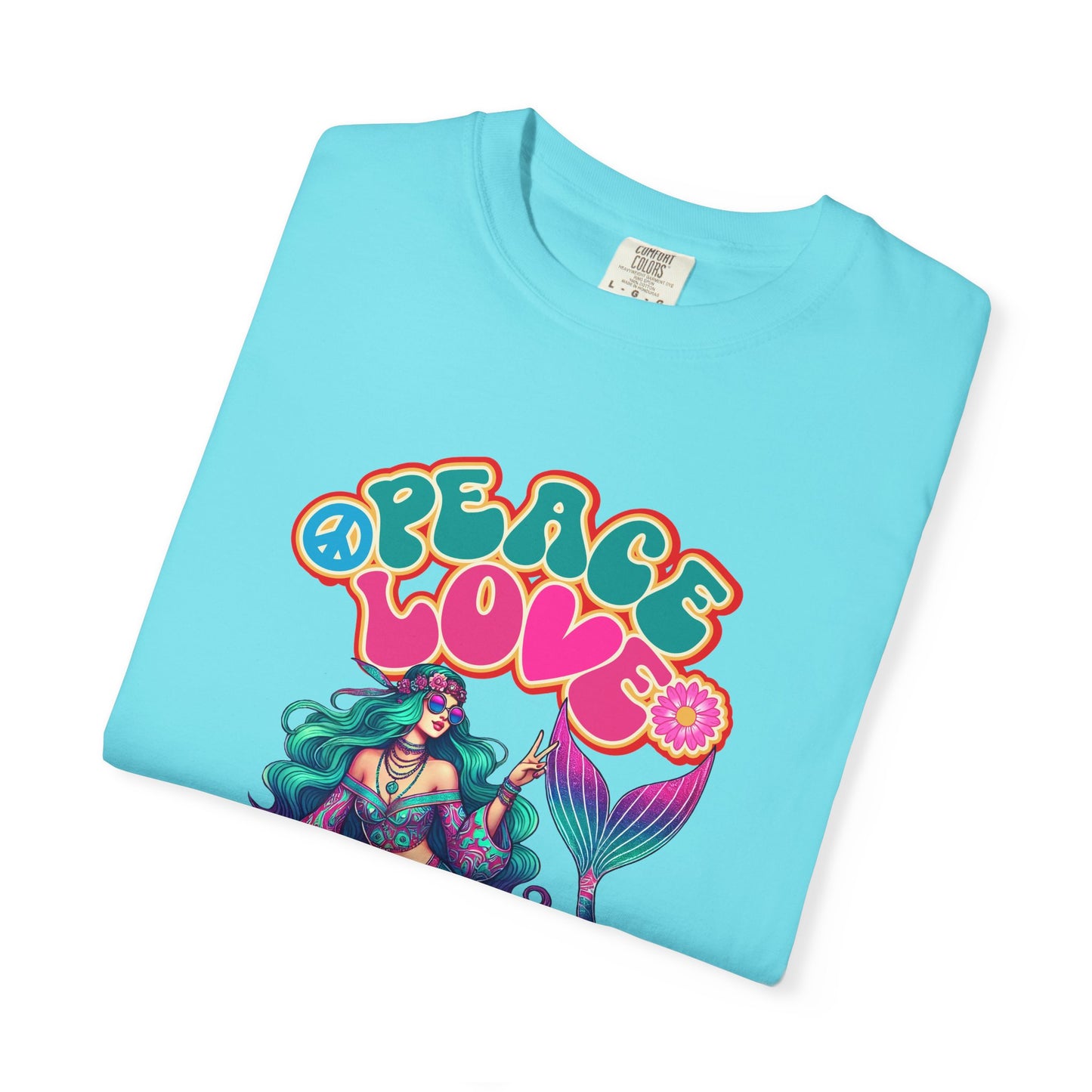 Peace Love & Pisces – Groovy Mermaid Retro Zodiac Tee