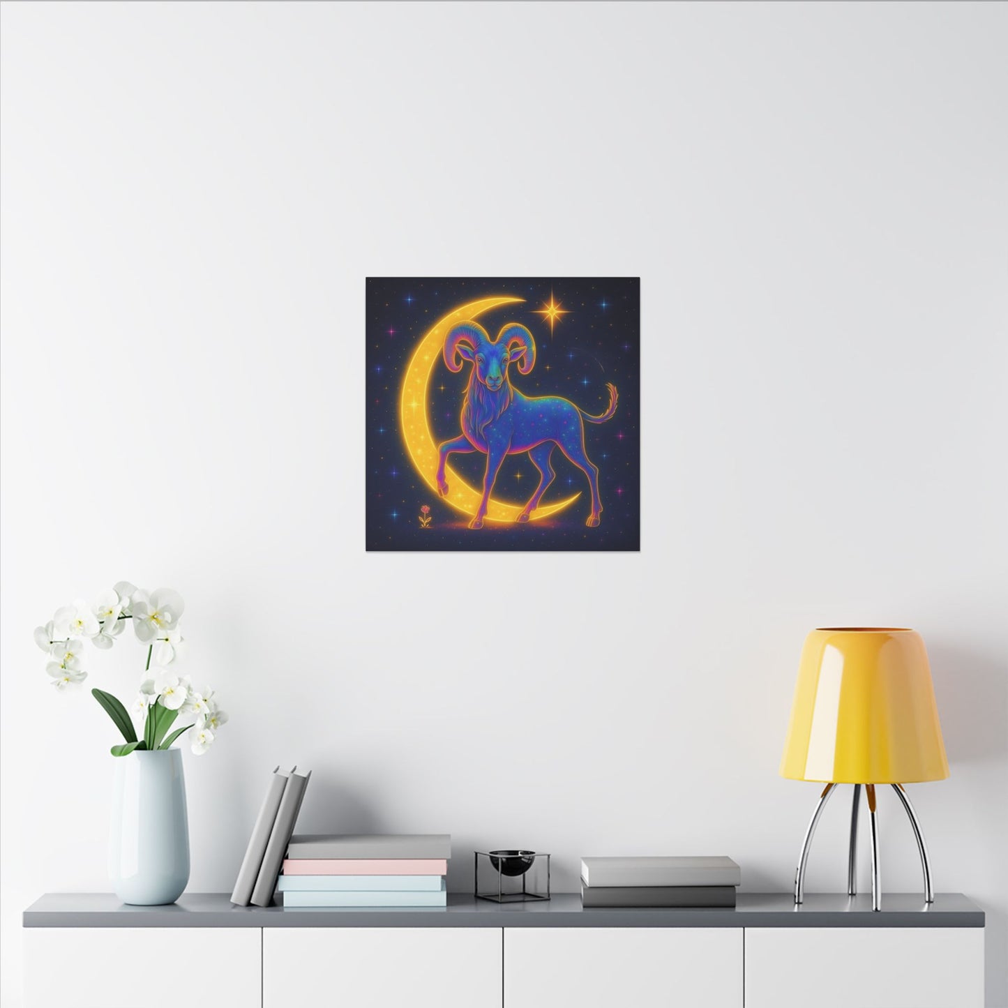 Electric Aries – Radiant Ram of the Moon (Wall Art)