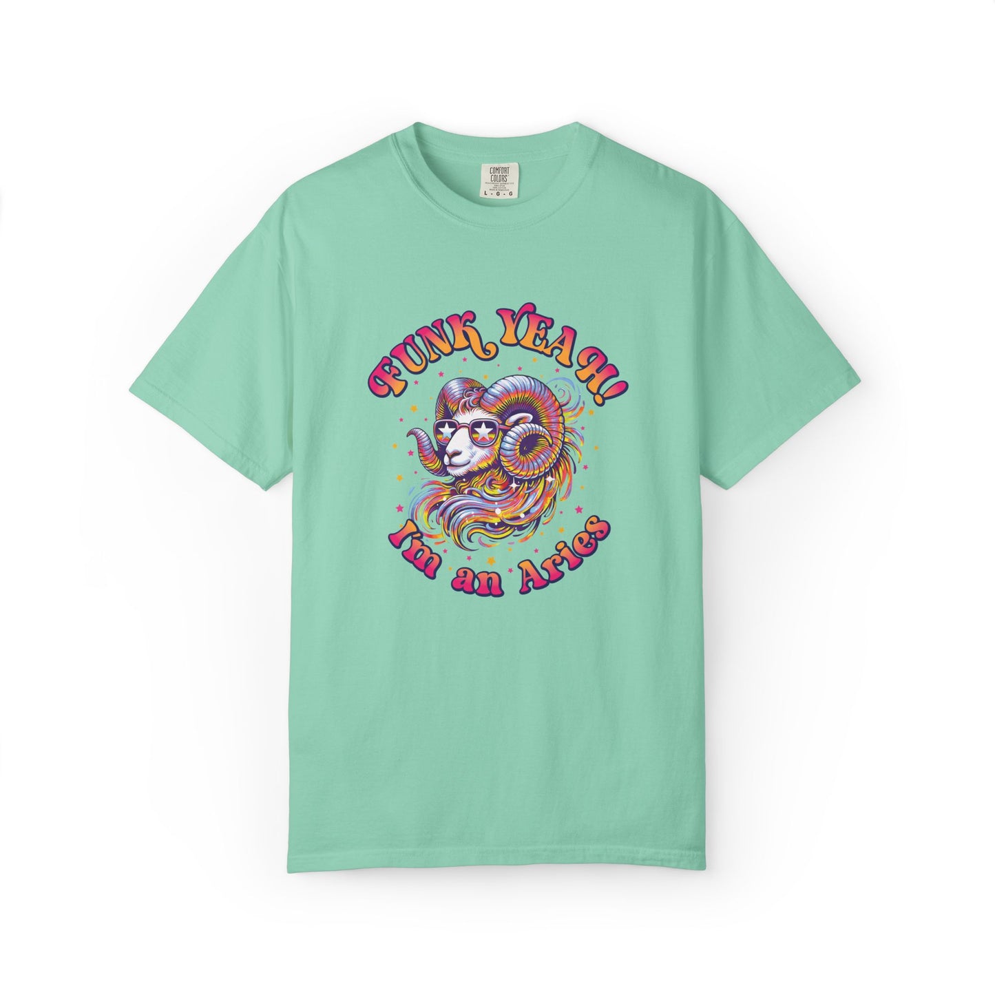 FUNK YEAH!! I’m an Aries Tee – Retro Multicolor Zodiac Shirt, Groovy Fun Style