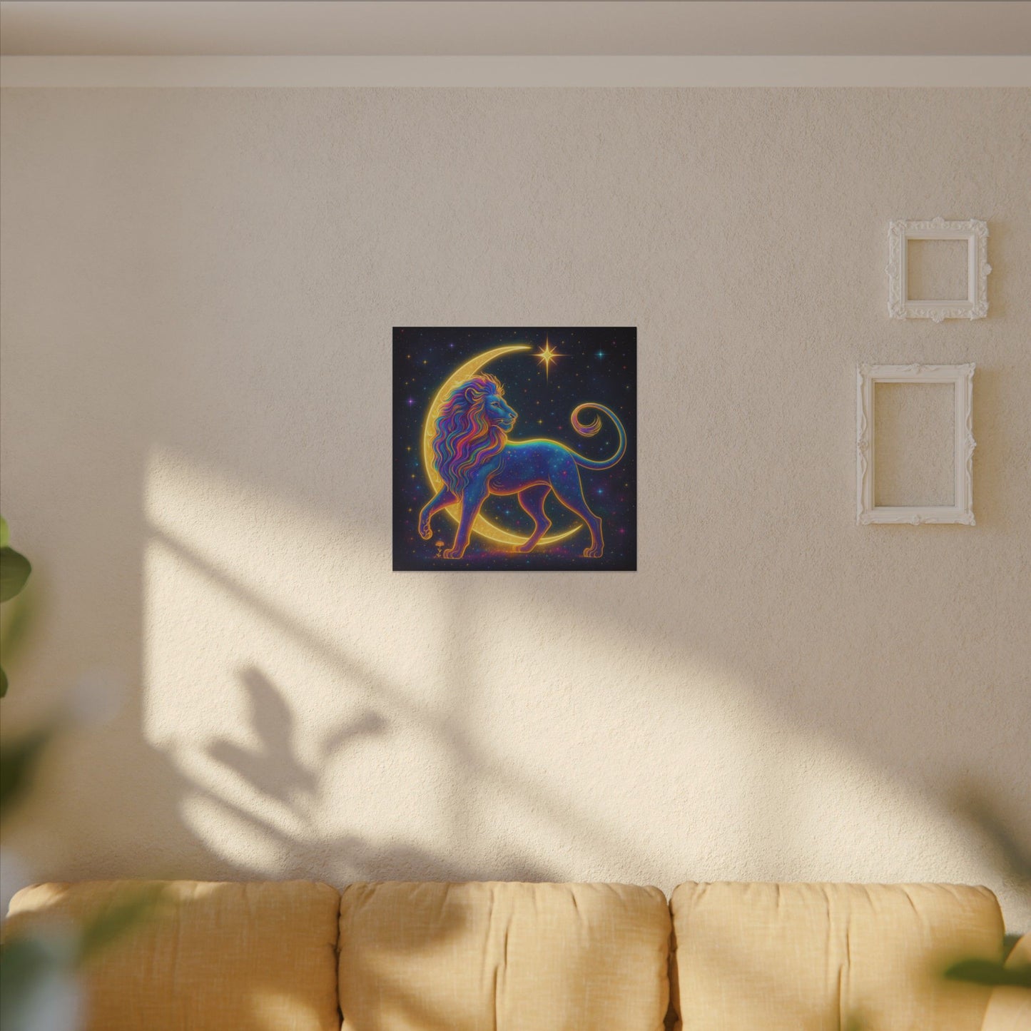 Radiant Rainbow Lion – Celestial Wall Art (Leo Inspired)