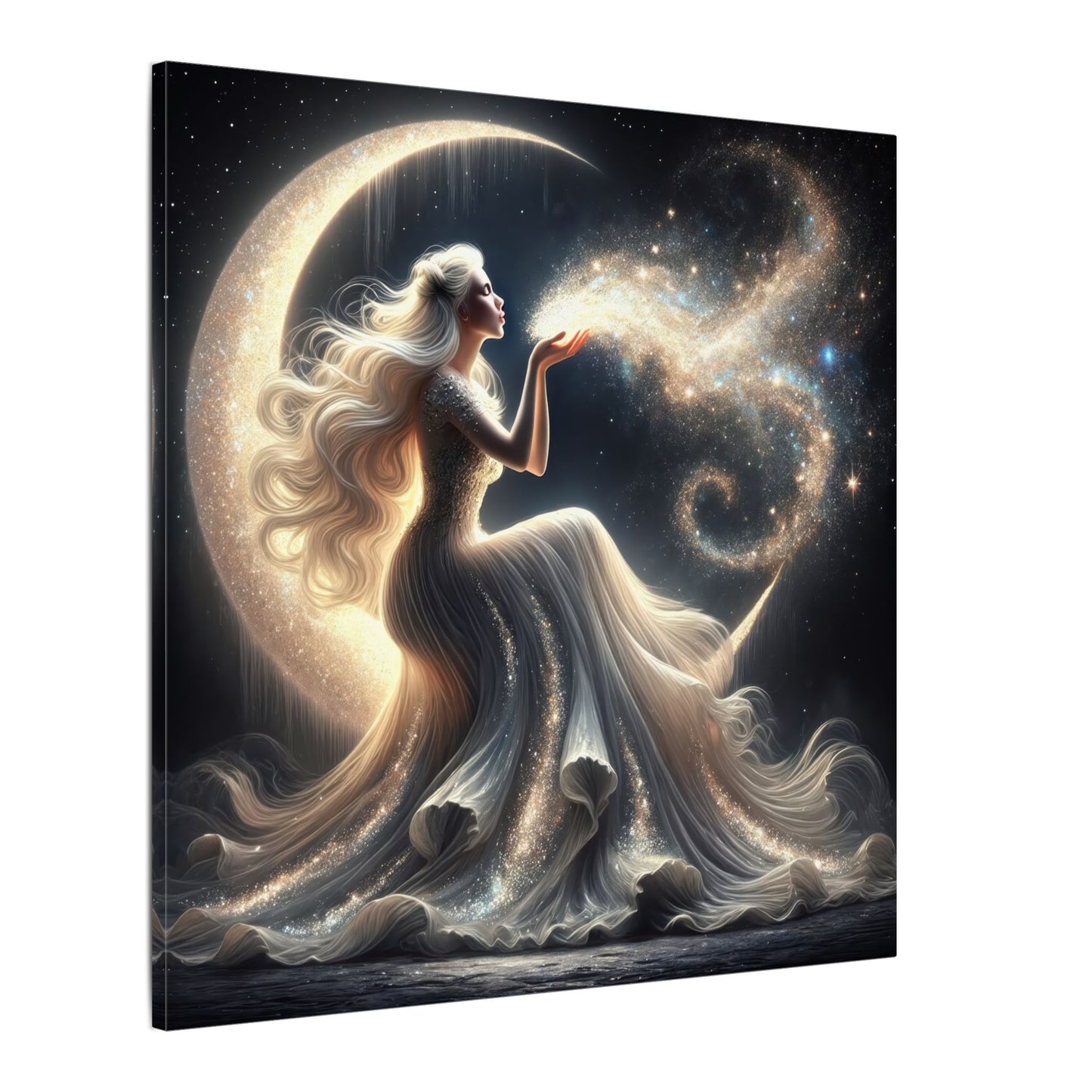 Stardust Wishes – Glamorous Moon Goddess Wall Art (Art Nouveau Inspired)