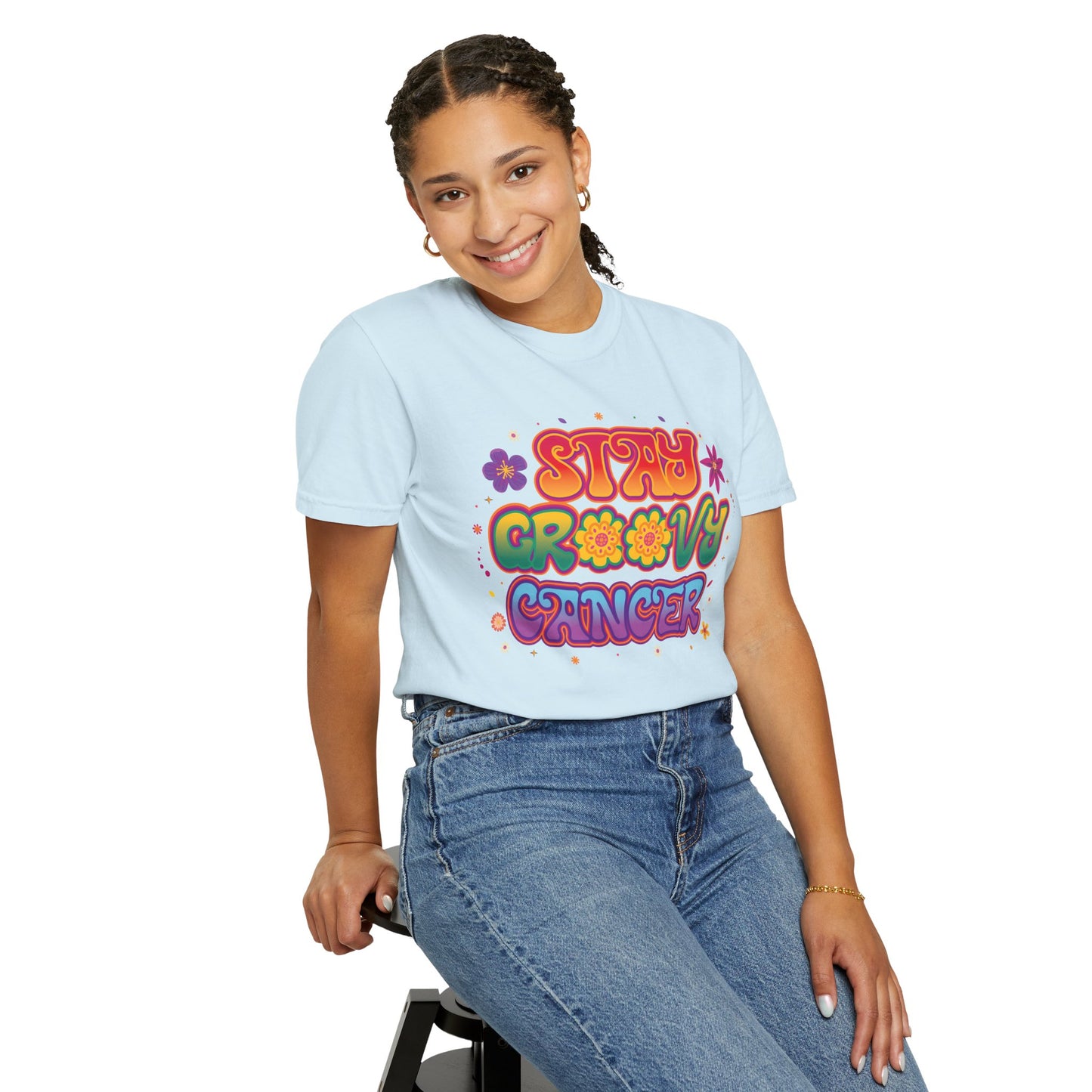 Stay Groovy Cancer Tee – Retro Colorful Zodiac Shirt