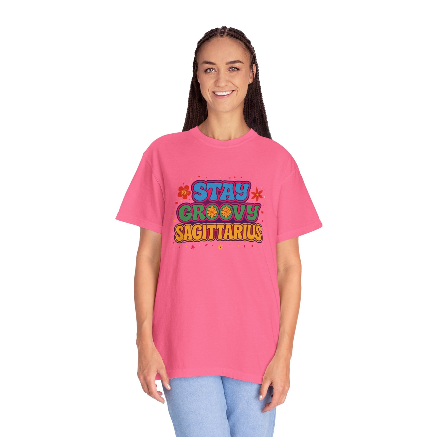 Stay Groovy Sagittarius – Retro Flower Power Zodiac Shirt