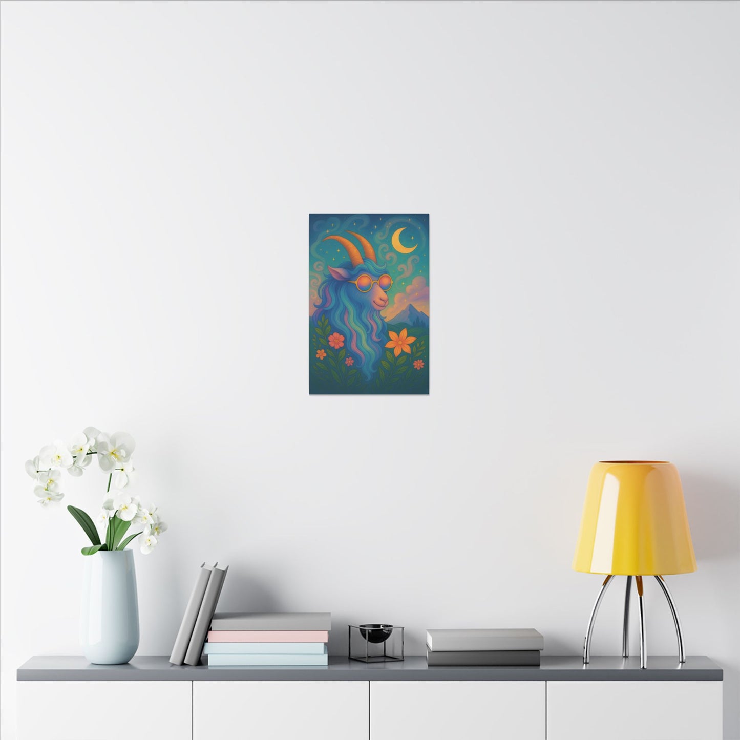 Capricorn Dreams – Radiant Retro Goat Wall Art