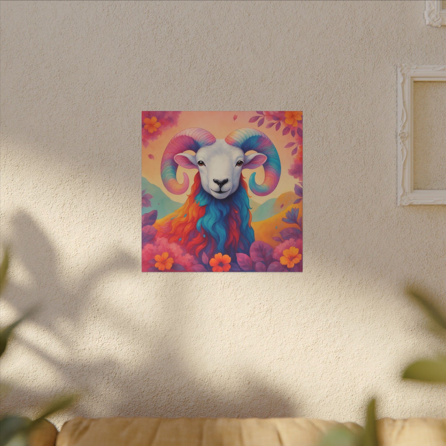 Rainbow Ram - Radiant Blossoms (Aries inspired) Wall Art