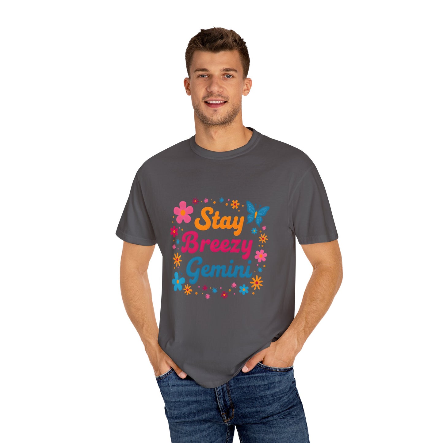 Stay Breezy Gemini Tee β Groovy Flower Power Zodiac Shirt