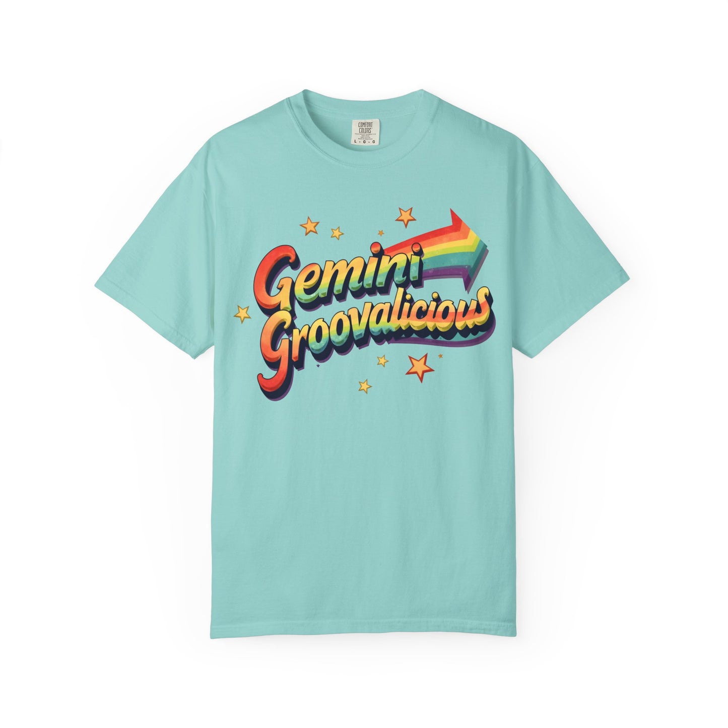 Gemini Groovalicious - Retro Rainbow Arrow Zodiac Tee