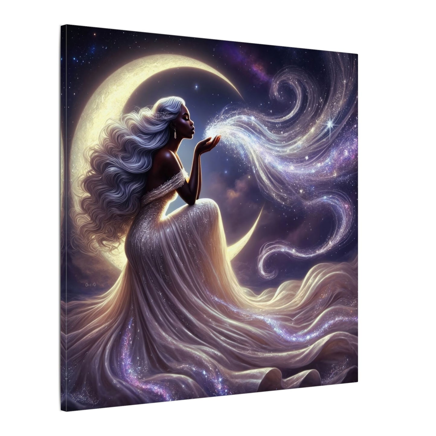 Stardust Wishes – Enchanted Moon Goddess Wall Art (Art Nouveau Inspired)