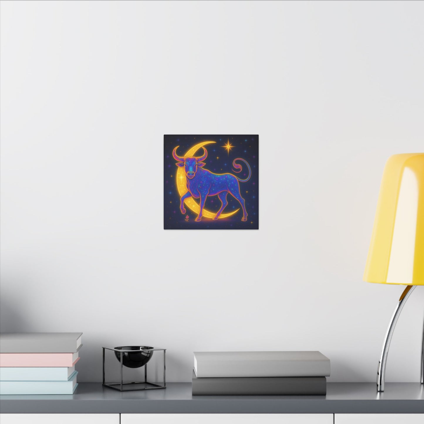 Radiant Rainbow Bull – Celestial Wall Art (Taurus Inspired)