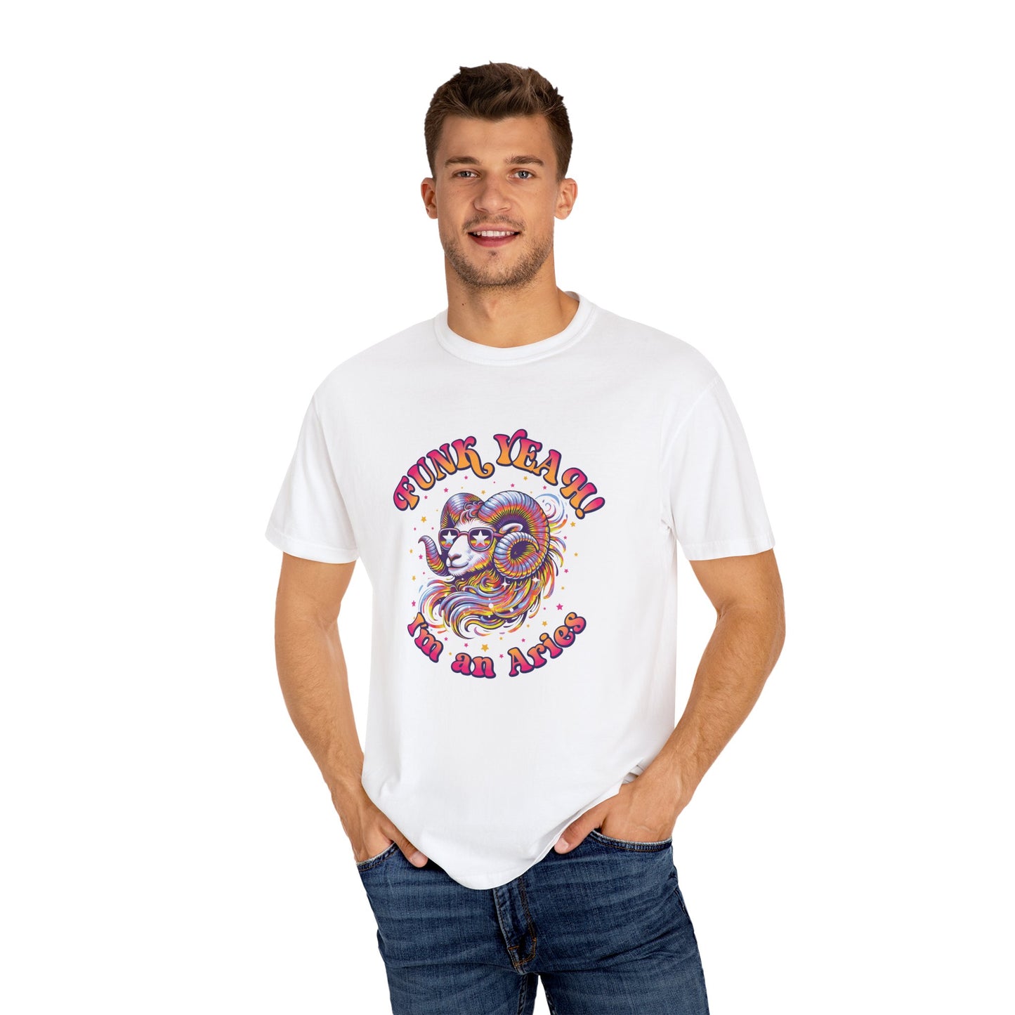 FUNK YEAH!! I’m an Aries Tee – Retro Multicolor Zodiac Shirt, Groovy Fun Style