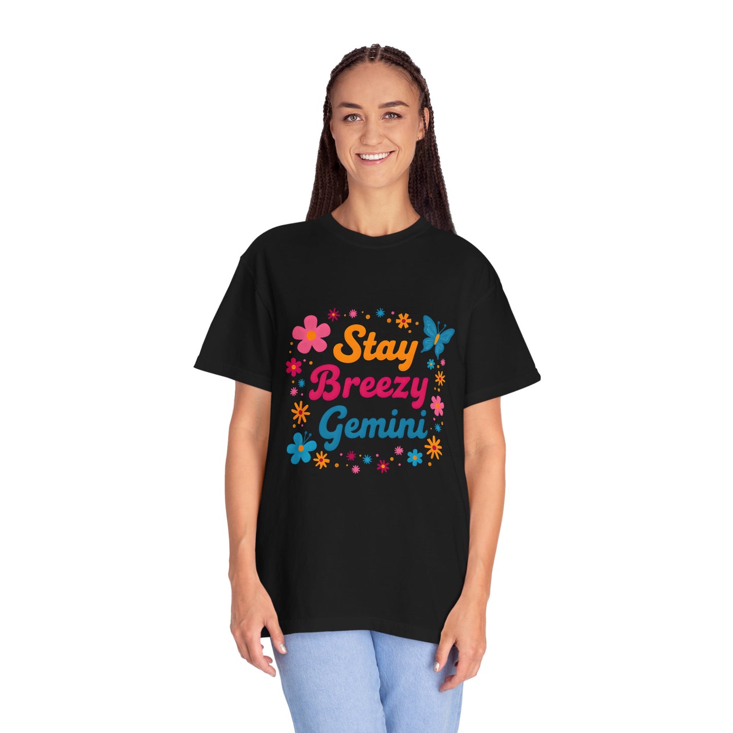 Stay Breezy Gemini Tee β Groovy Flower Power Zodiac Shirt
