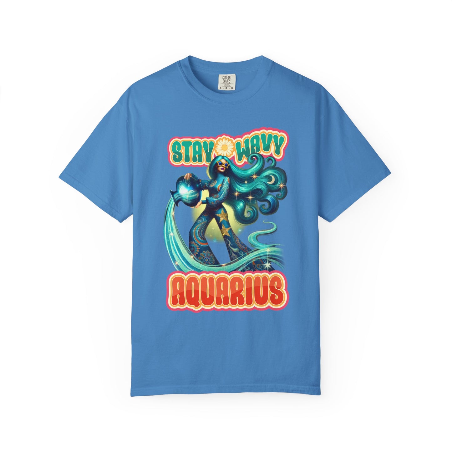 Stay Wavy Aquarius – Retro Water Bearer Zodiac Tee