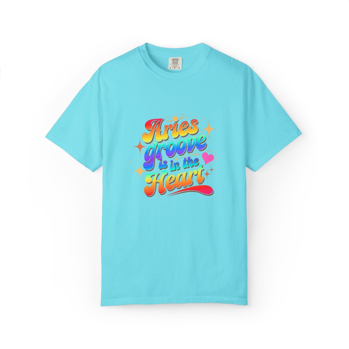 Aries Groove Is in the Heart – Rainbow Retro Zodiac Tee