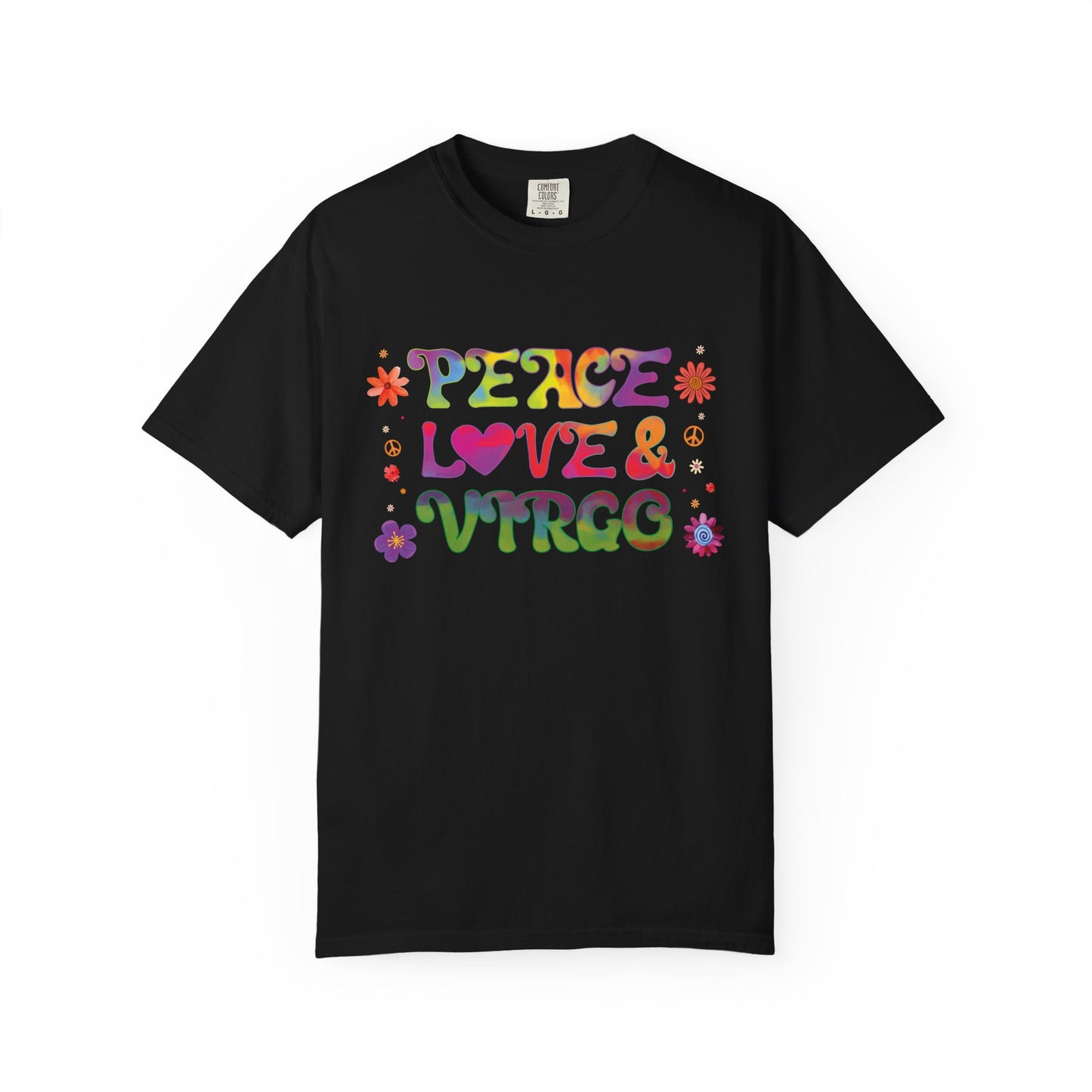 Peace Love & Virgo – Retro Hippie Zodiac Tee